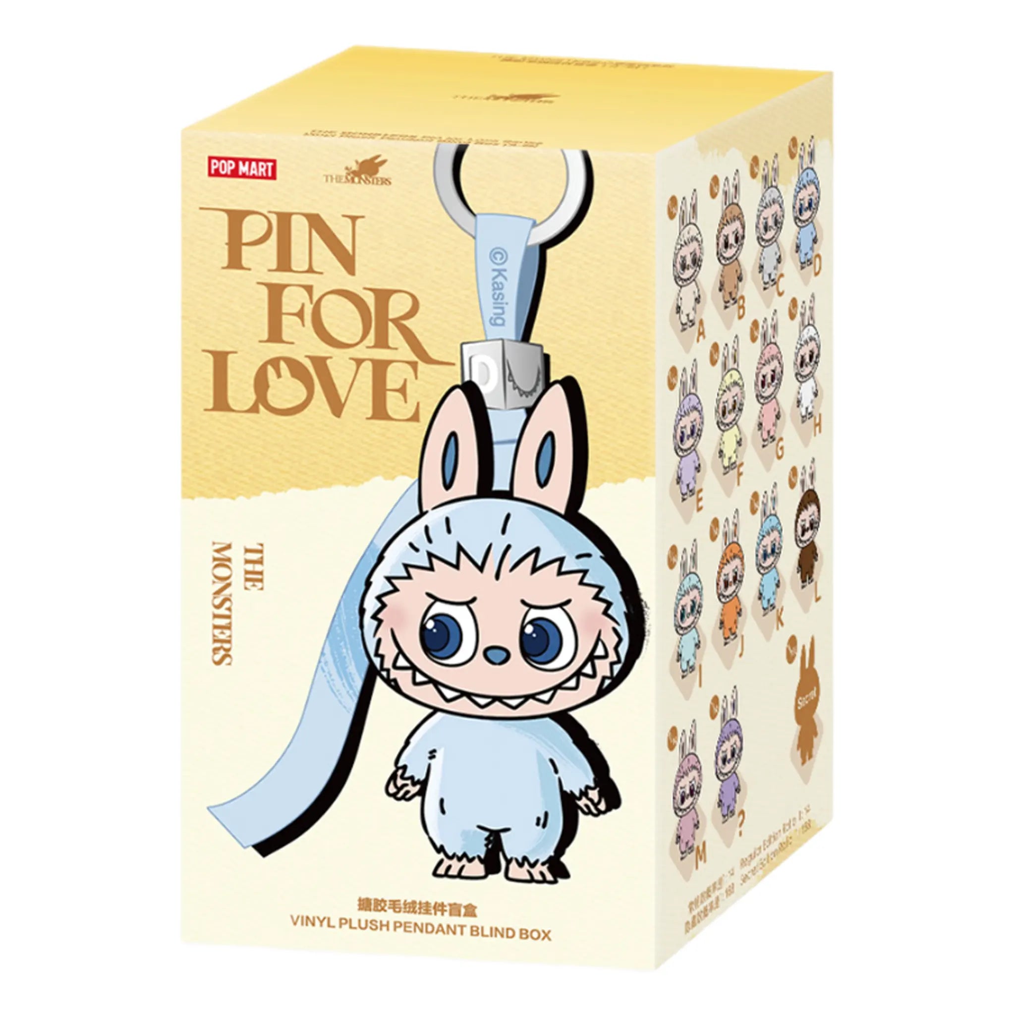 Box View of Pop Mart Labubu The Monsters Pin for Love Series Vinyl Plush Pendant Blind Box (A-M) (Single)