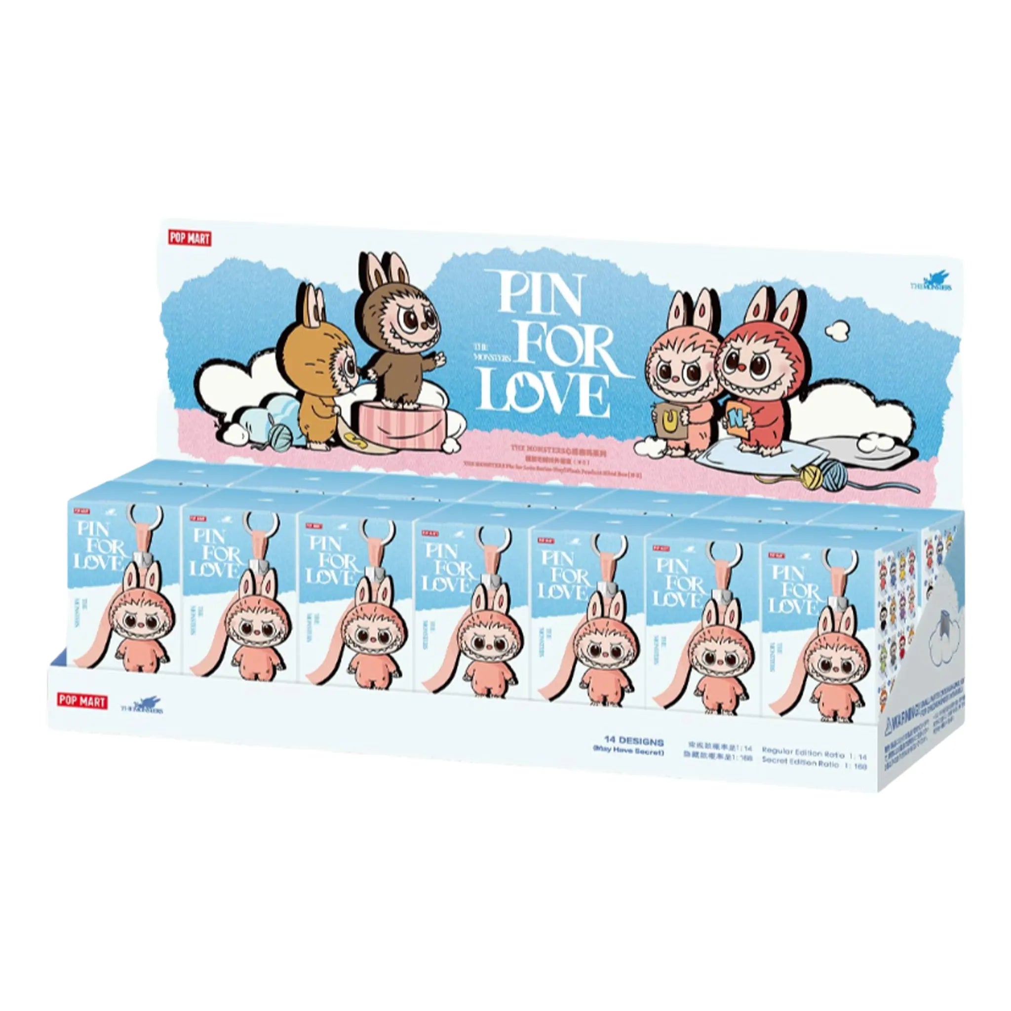 Box View of Pop Mart Labubu The Monsters Pin for Love Series Vinyl Plush Pendant Sealed Case (N-Z)