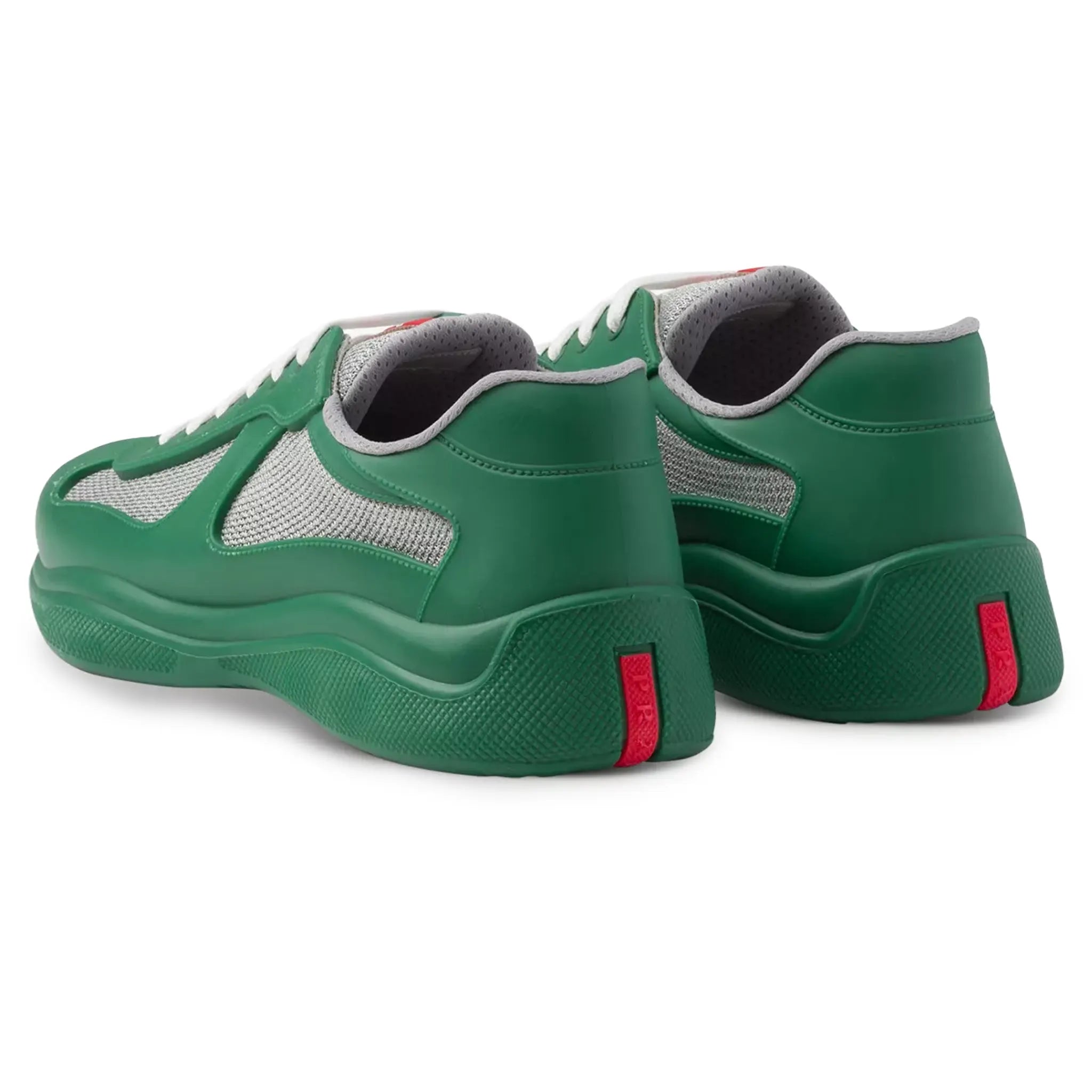 Prada Americas Cup Original Leather And Mesh Green Sneaker Prada Americas Cup Original Leather And Mesh Green Sneaker