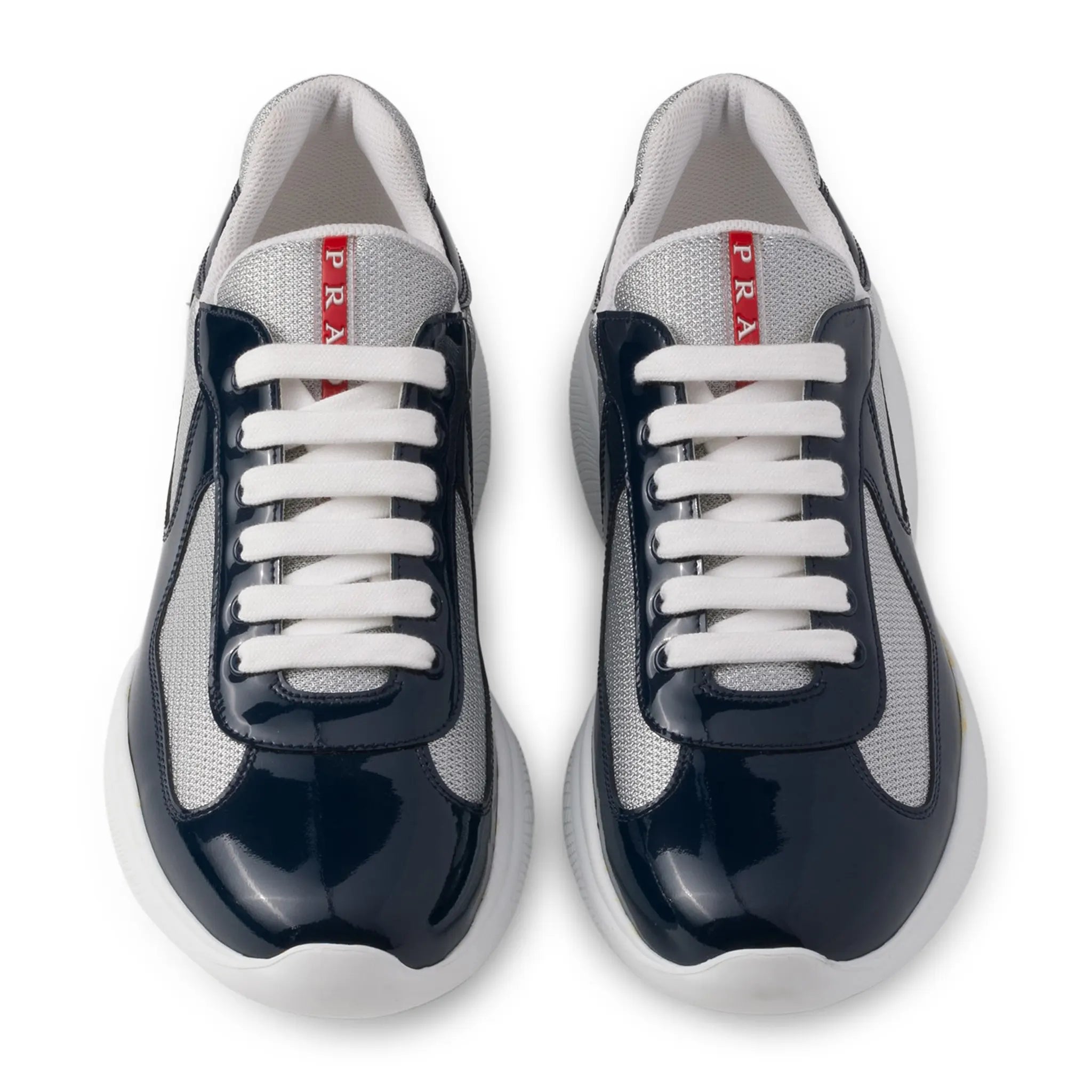 Top view of Prada Americas Cup Royal Blue Silver Sneaker 4E3400_ASZ_F0FJT
