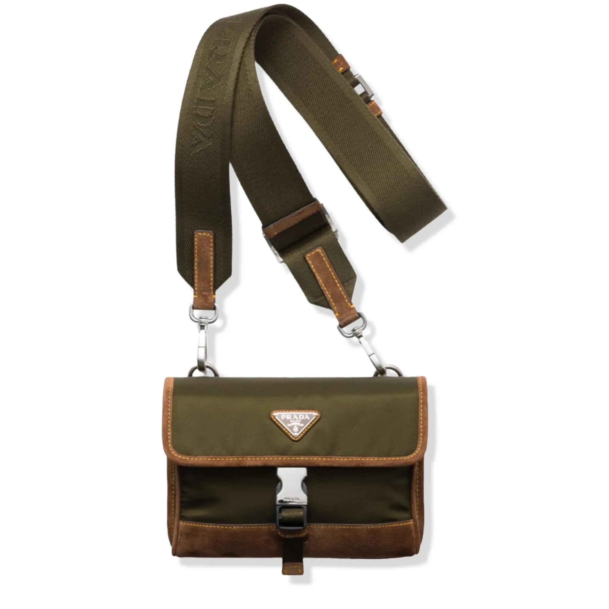 Front View of Prada Canvas Olive Green Smartphone Case