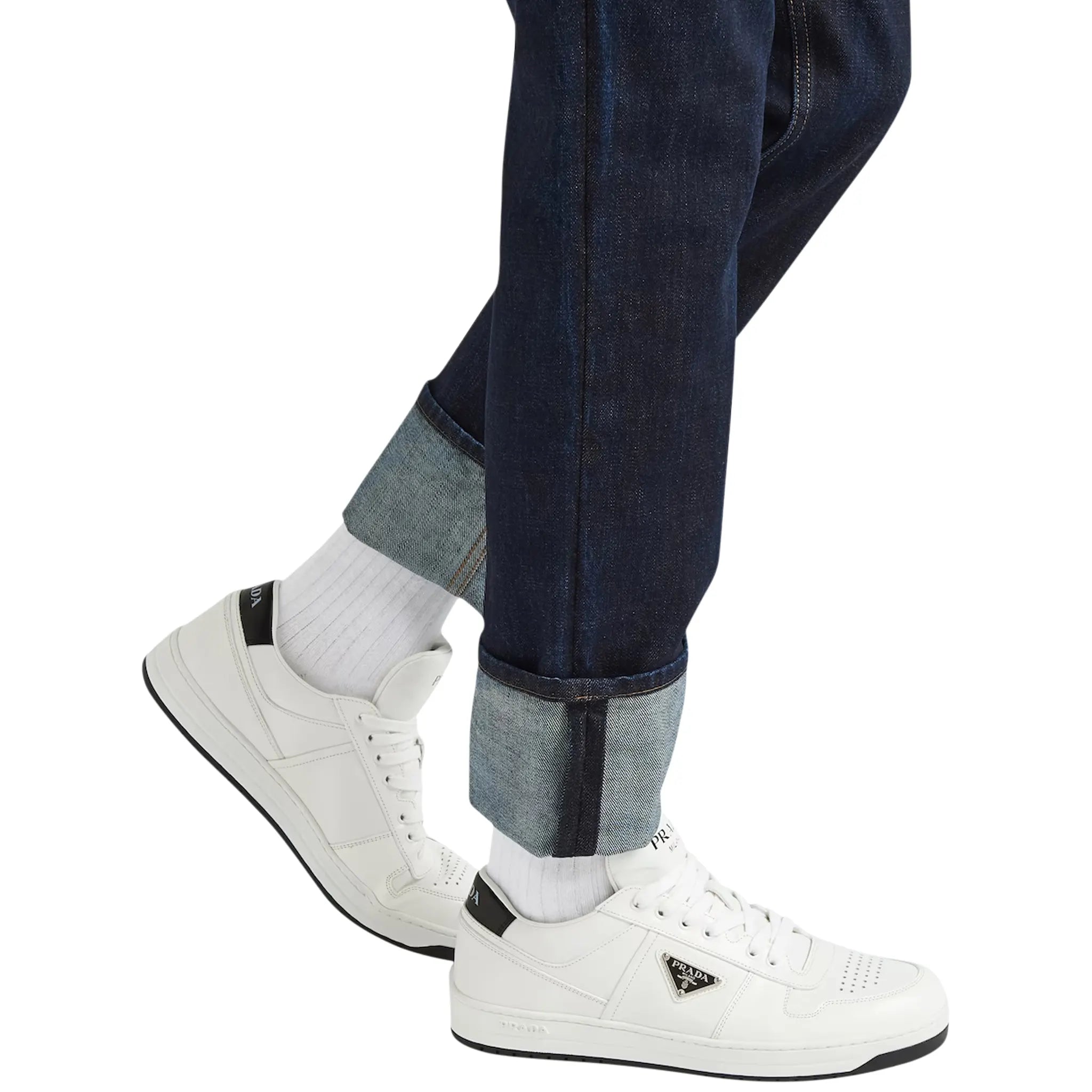 Prada Downtown Triangle Logo White Black Sneaker Prada Downtown Triangle Logo White Black Sneaker