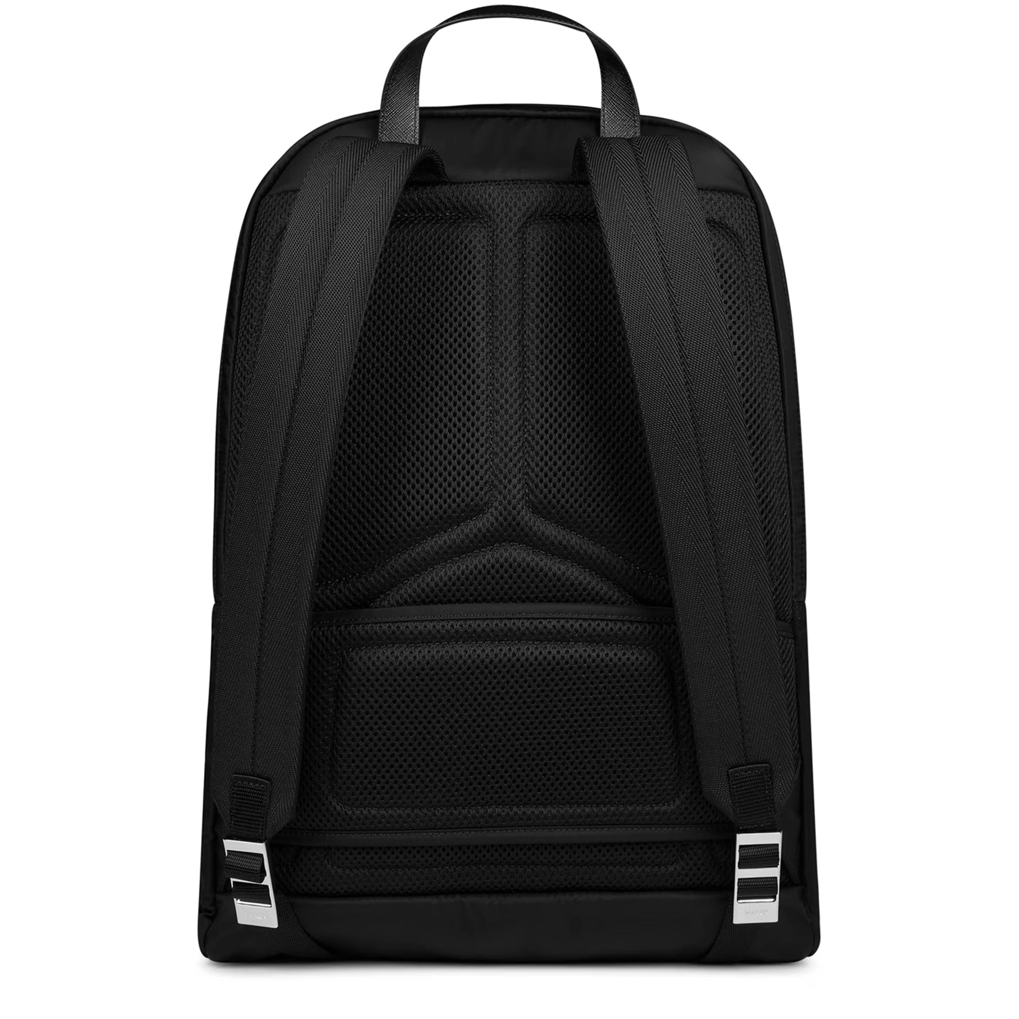 Back view of Prada Re-Nylon Black Backpack 2VZ048_2DMG_F0002_V_OOO
