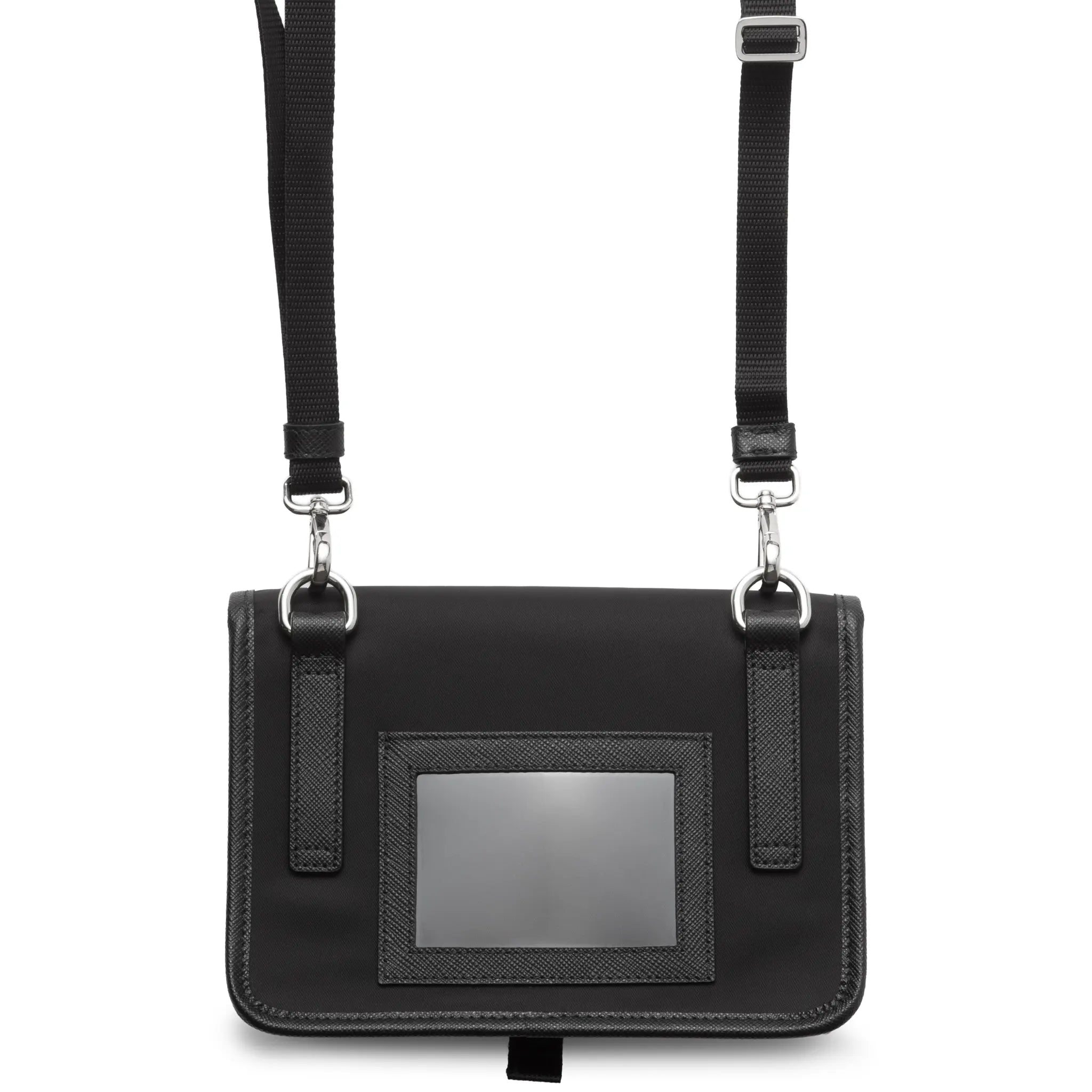 Back View of Prada Re-Nylon Saffiano Leather Black Smartphone Case 2ZH108_2DMH_F0002