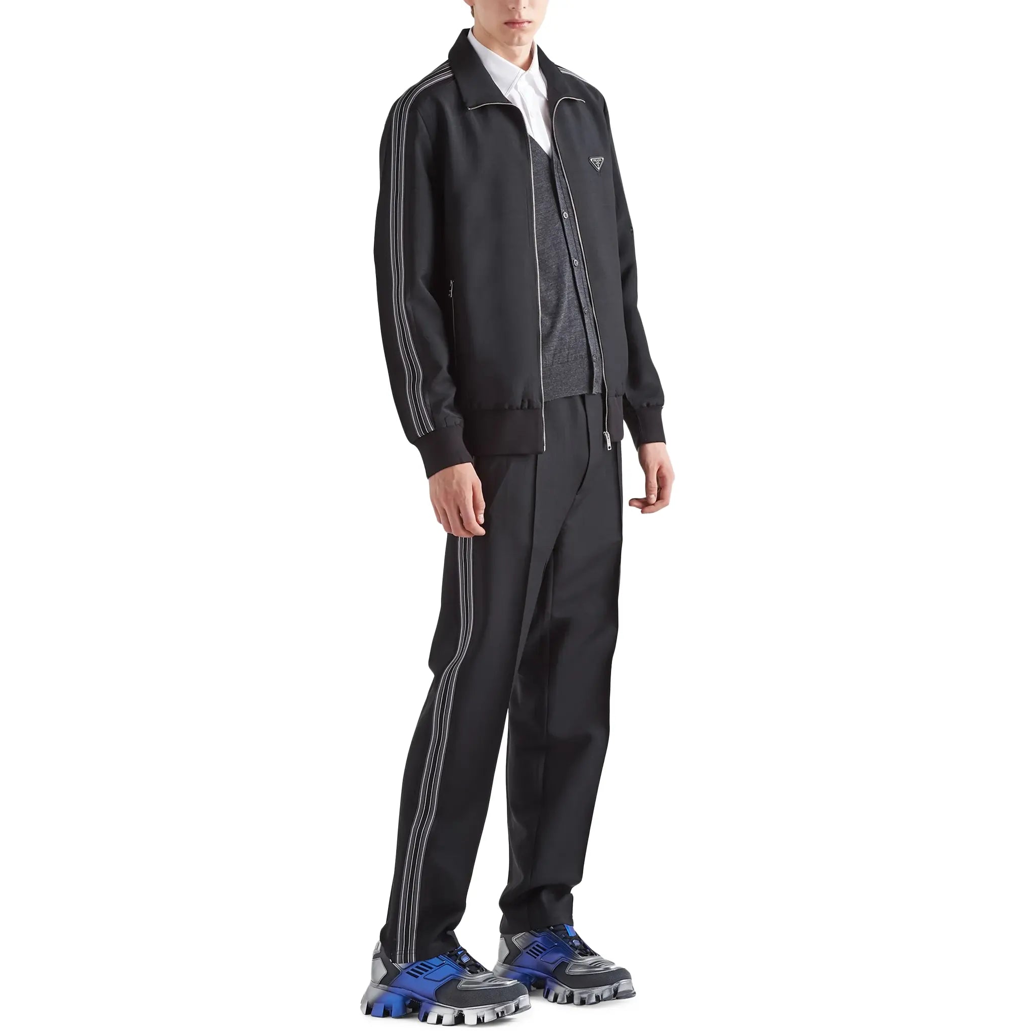 Front Side View of Prada Triangle Logo Mohair And Wool Trousers SPH261S231G54