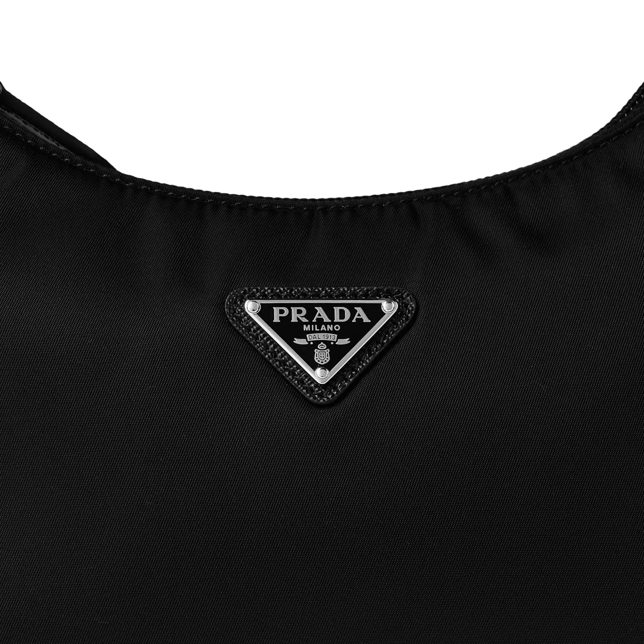 Detailed Logo View of Prada Womens Logo Re-Edition 2005 Mini Black Bag 1N204M_R064_F0002