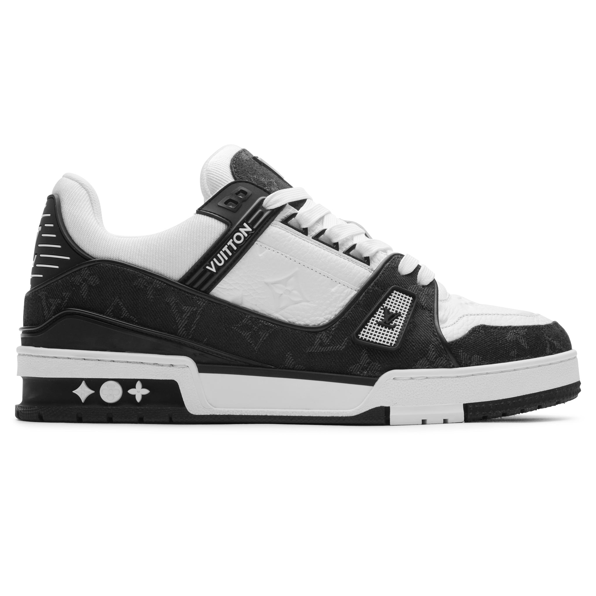 Side view of Pre Owned - Louis Vuitton LV Monogram Black Denim Sneaker NVPROD3150035V