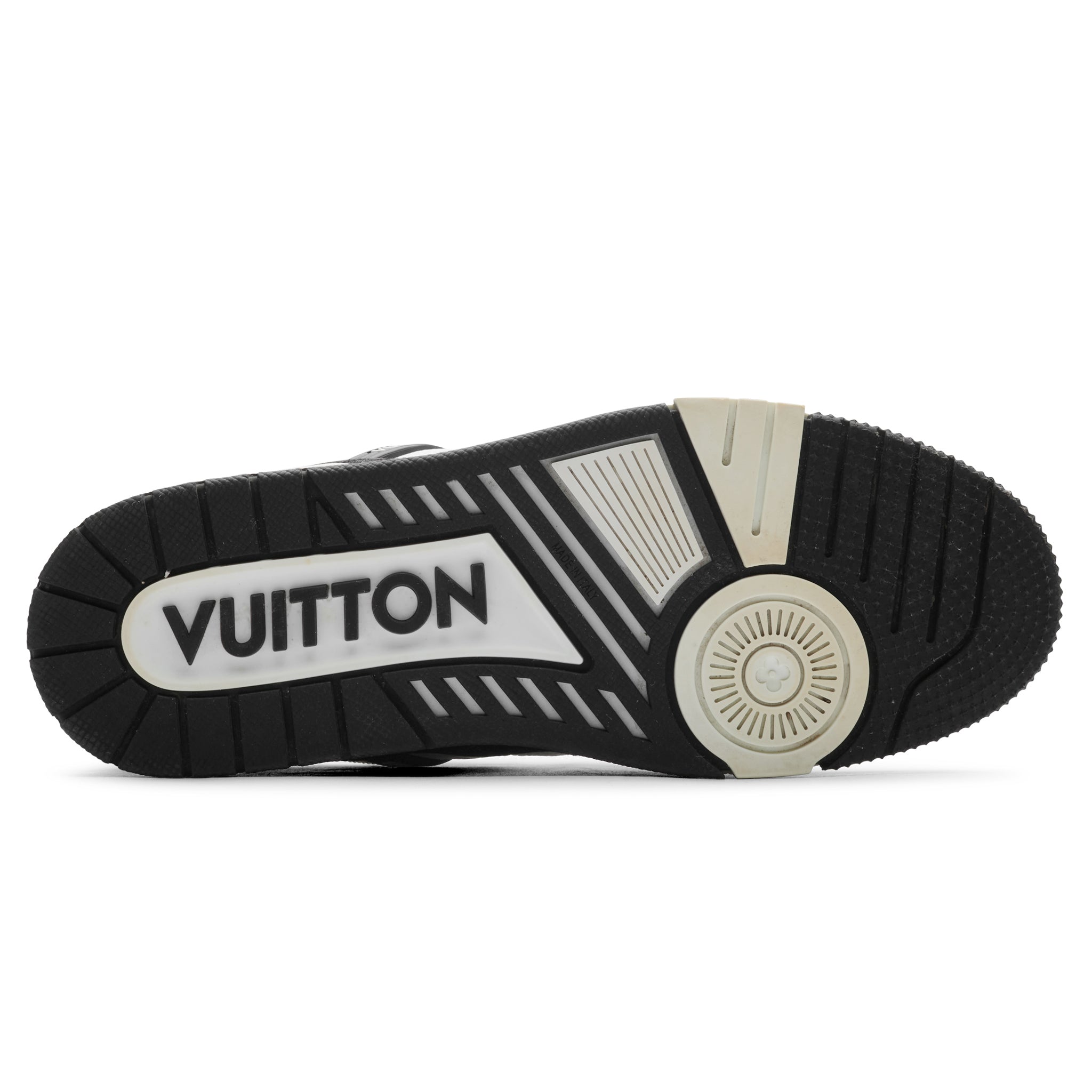 Sole view of Pre Owned - Louis Vuitton LV Monogram Black Denim Sneaker NVPROD3150035V