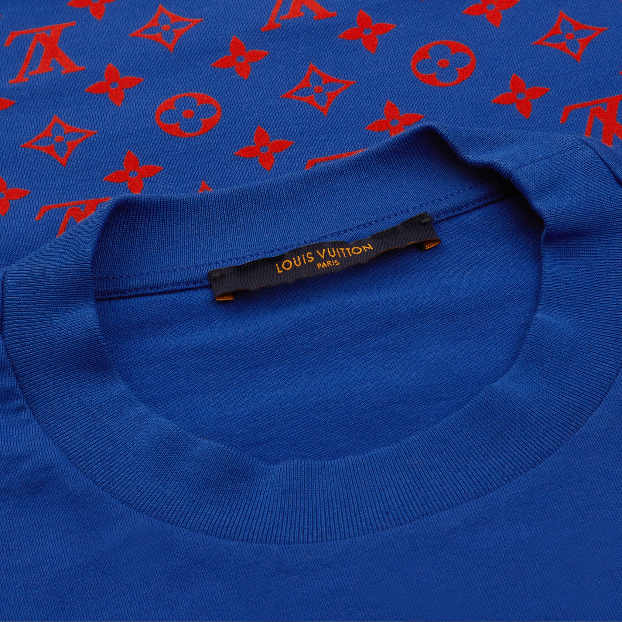 Image of Pre Owned - Louis Vuitton Monogram Gradient Cotton Blue T Shirt