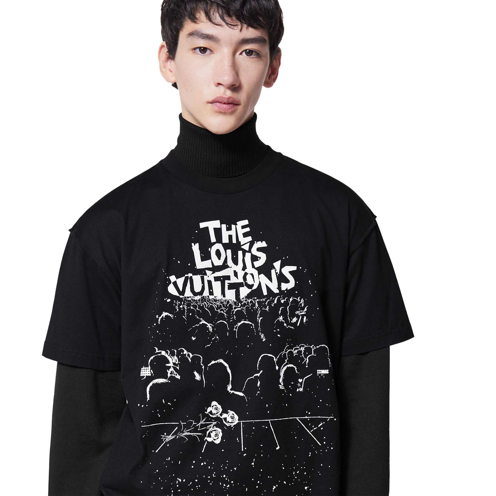 Model view of Pre Owned Louis Vuitton LV Concert Print Black T Shirt NVPROD3950590V