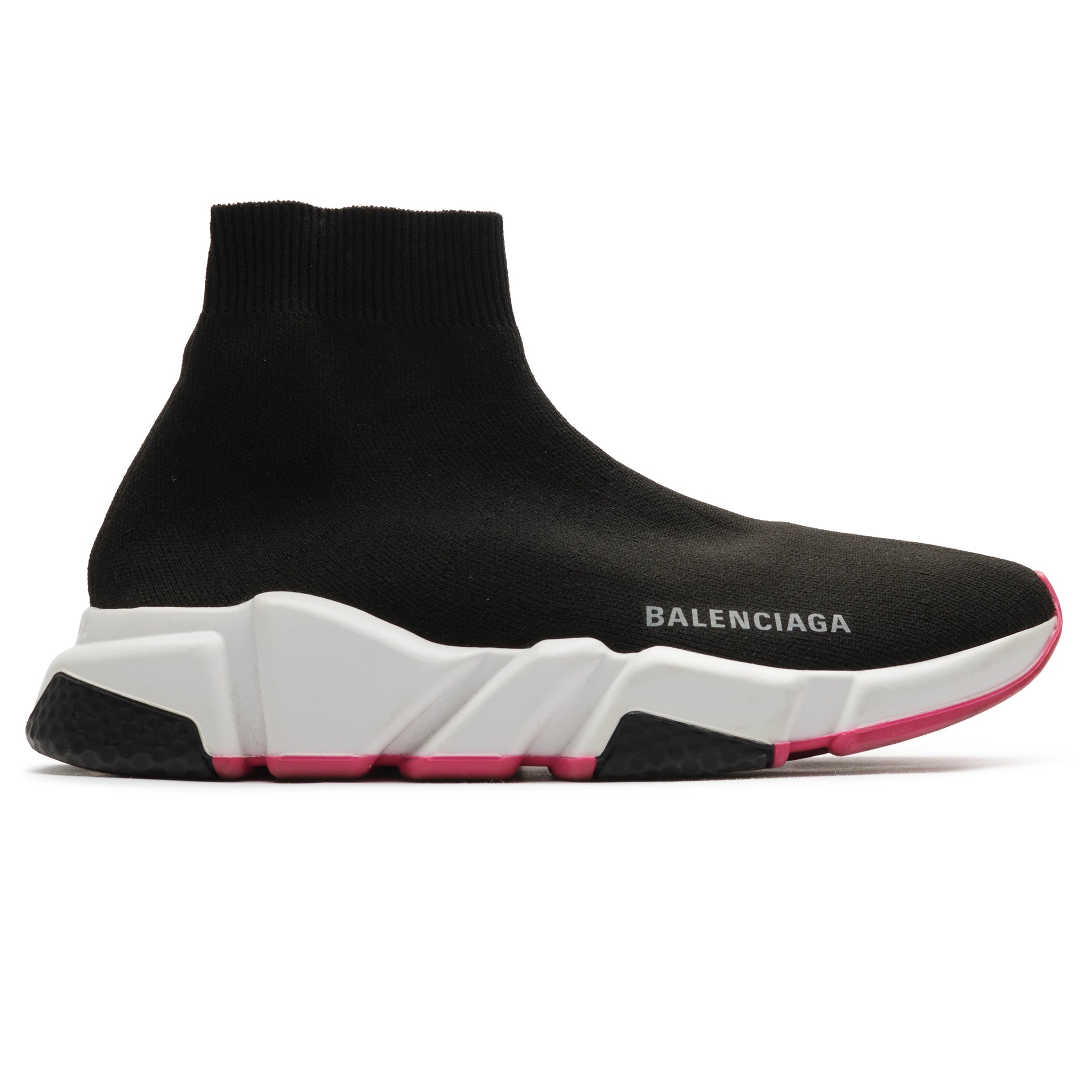 Side view of Preloved - Balenciaga Speed Knit Sock Black Pink Sneaker