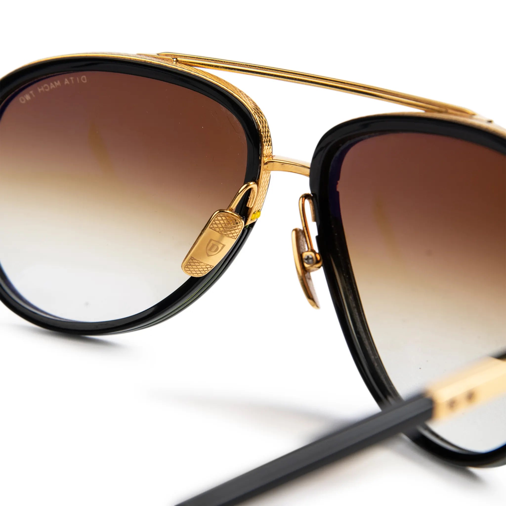 Detail view of Preloved - Dita Eyewear Mach Two Black Gold Sunglasses DRX-2031B-60