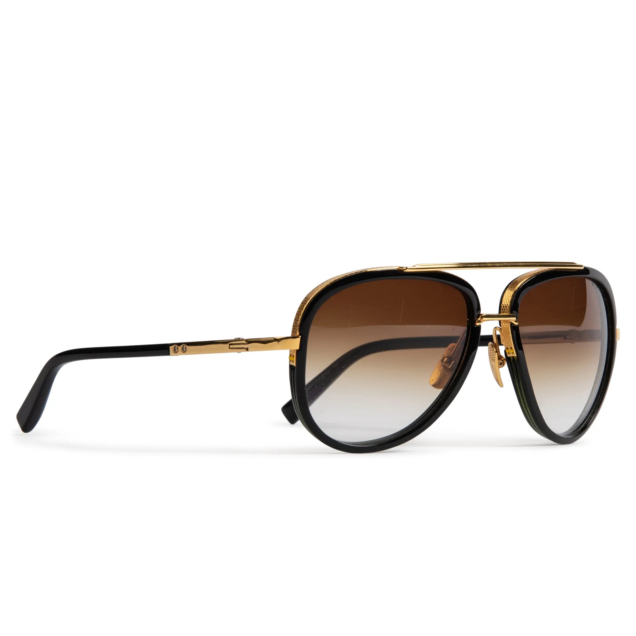 Front side view of Preloved - Dita Eyewear Mach Two Black Gold Sunglasses DRX-2031B-60