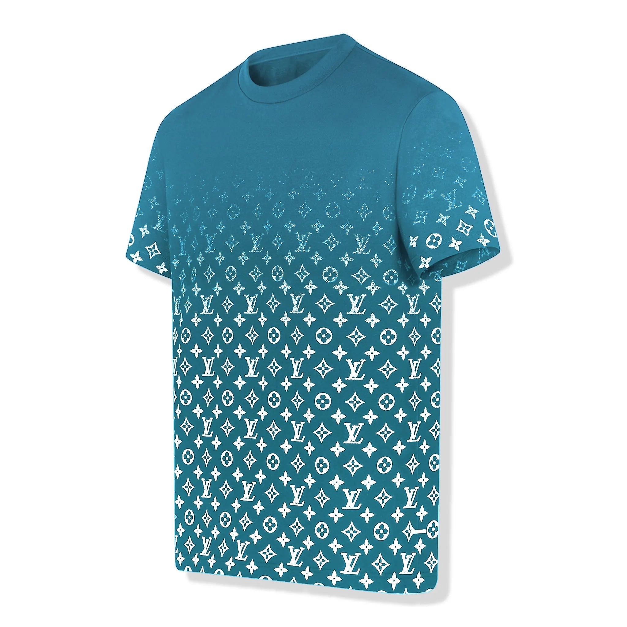 Side view of Preloved - Louis Vuitton Monogram Gradient Cotton Ocean Blue T Shirt