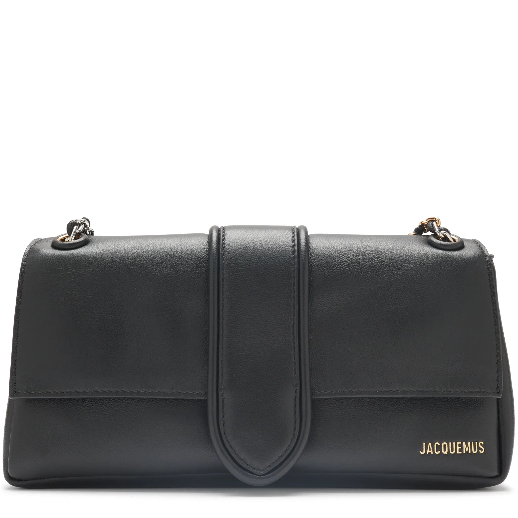 Front View of Preloved - Jacquemus The Bambino Chain Soft Flap Black Shoulder Bag 231BA052-3073-990