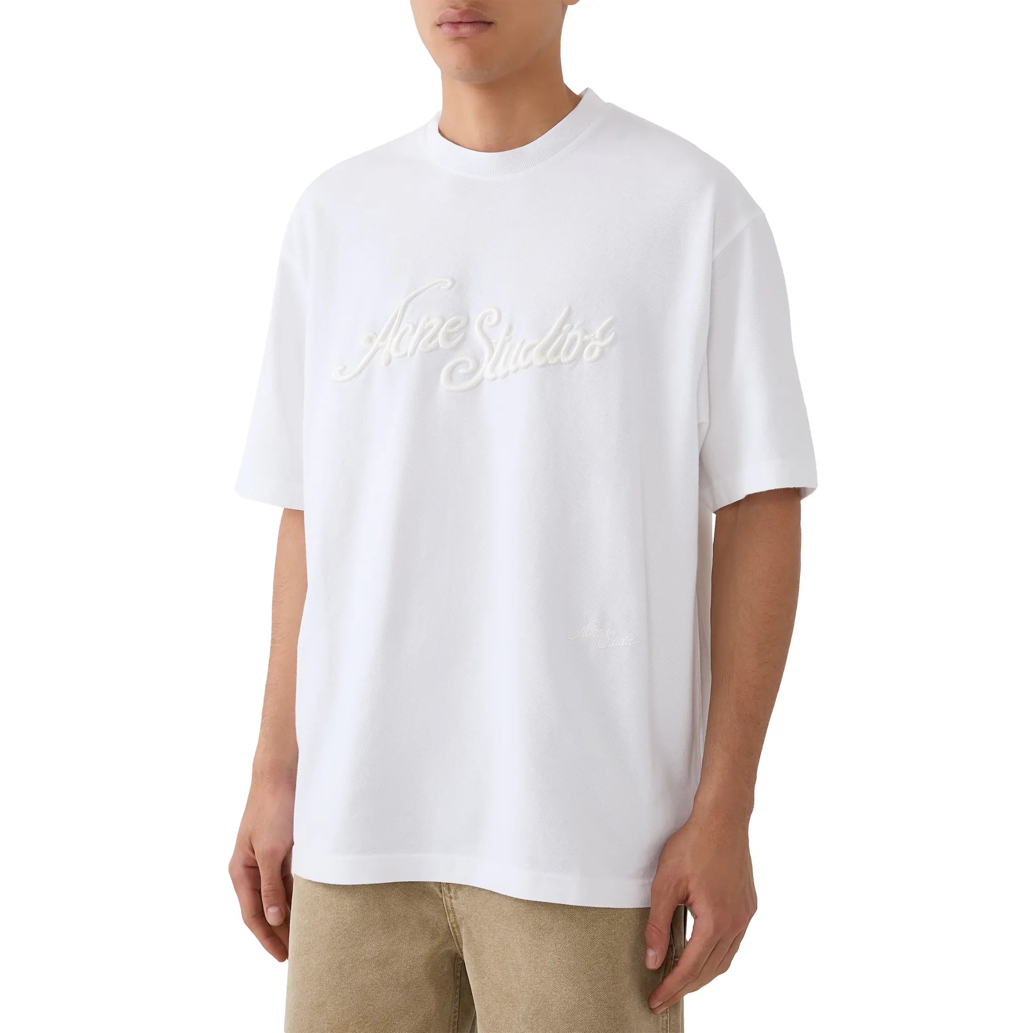 Front View of Preloved - Acne Studios Exford Tourist Logo White T-Shirt
