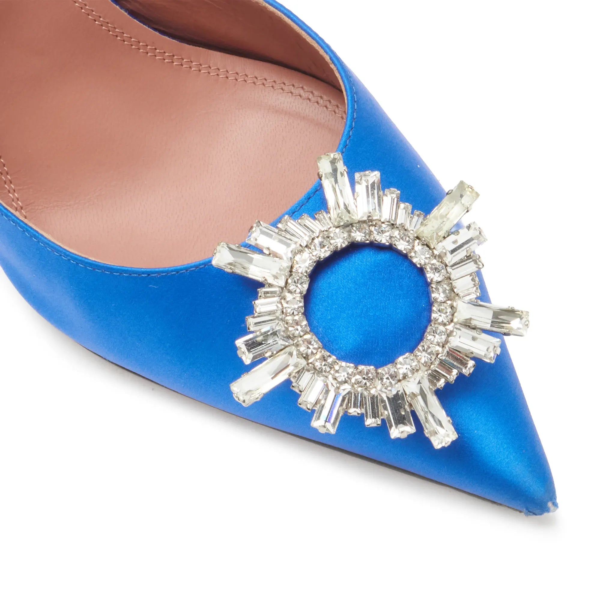 Detailed View of Preloved - Amina Muaddi Begum Satin Blue Slingback Pumps Heels