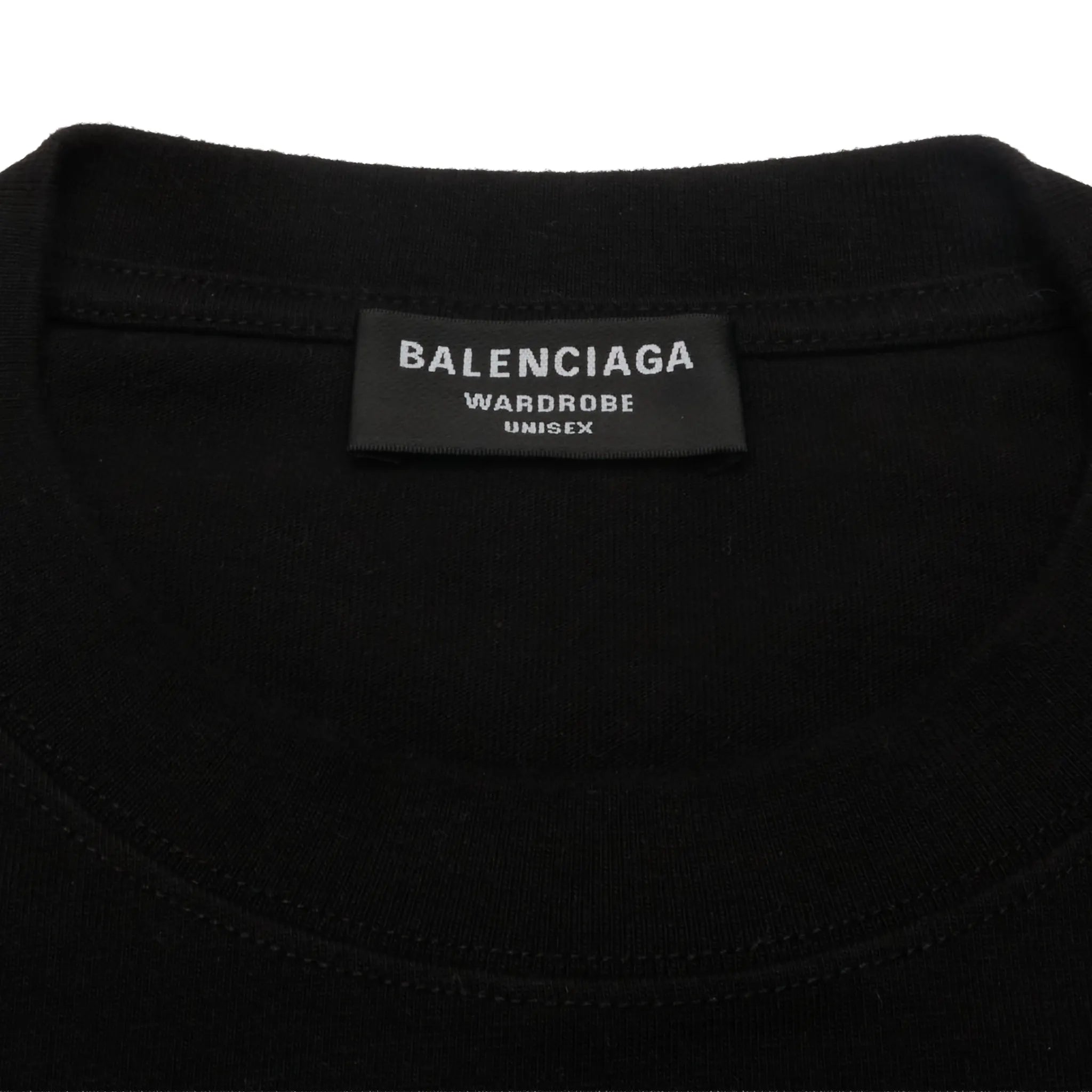 Neck View of Preloved - Balenciaga BB Logo Pixel Oversized Black T-Shirt