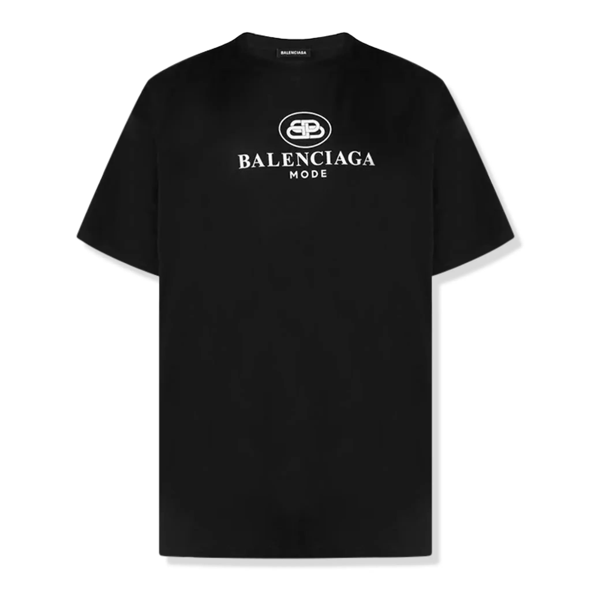 Front View of Preloved - Balenciaga BB Mode Logo Black White T-Shirt
