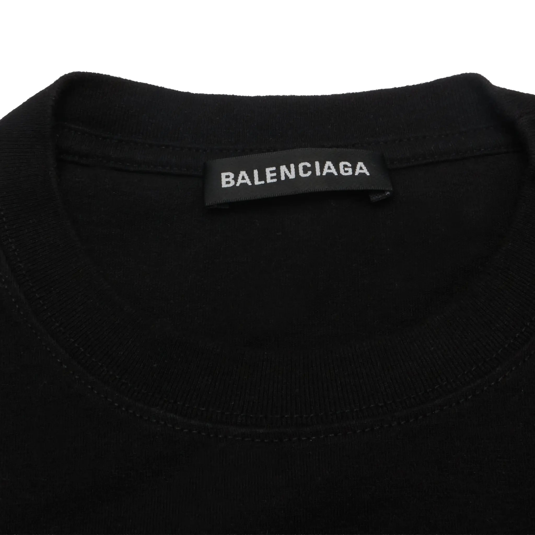 Detailed Neck View of Preloved - Balenciaga Crew Black T-Shirt