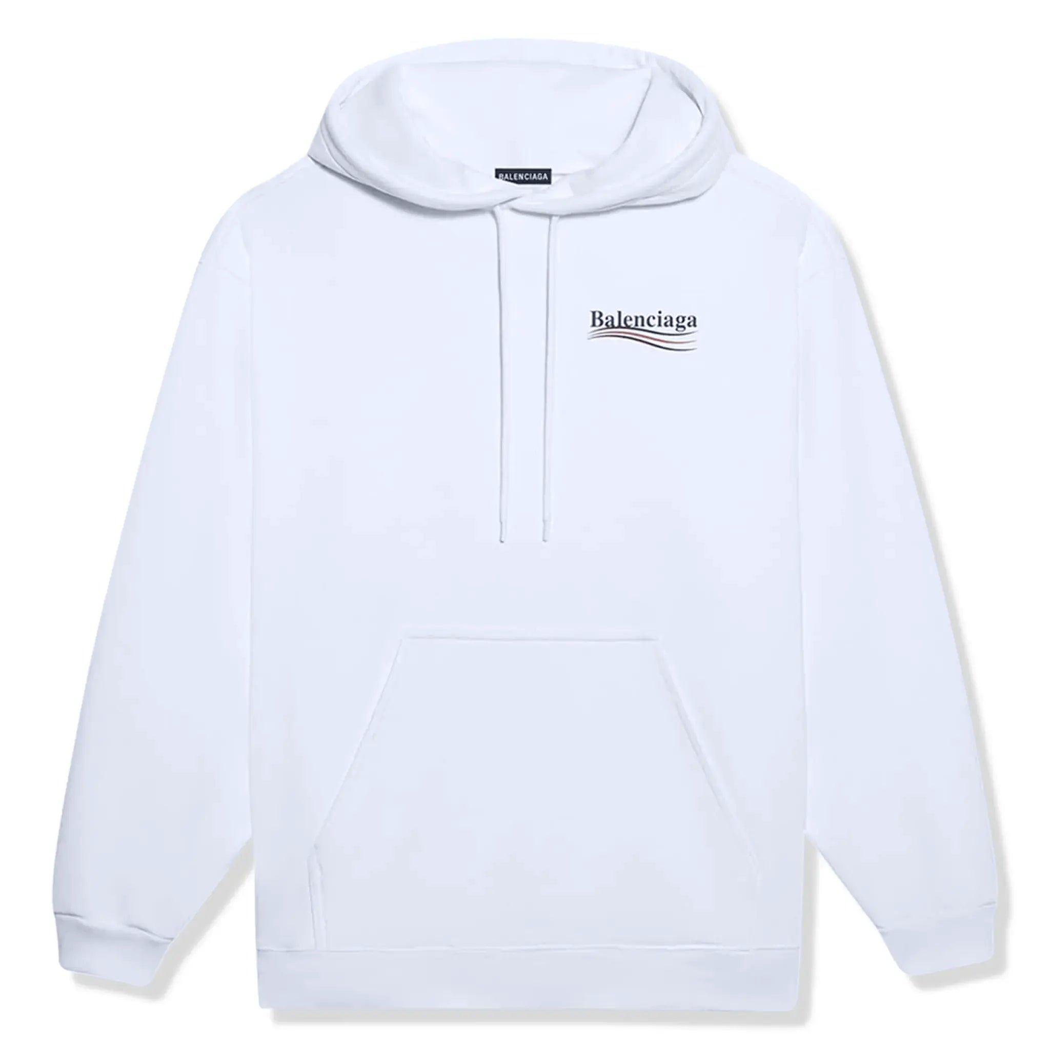 Front View of Preloved - Balenciaga Political Campaign Logo White Hoodie 600583TKVI99084