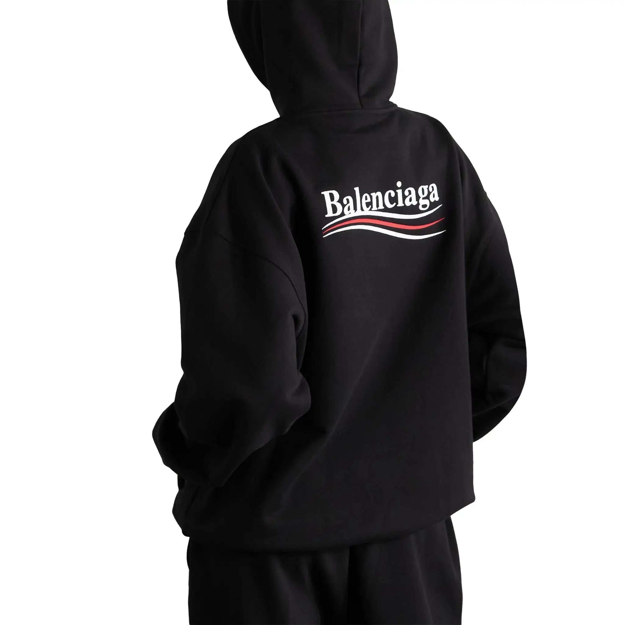 Back View of Preloved - Balenciaga Political Logo Black Hoodie