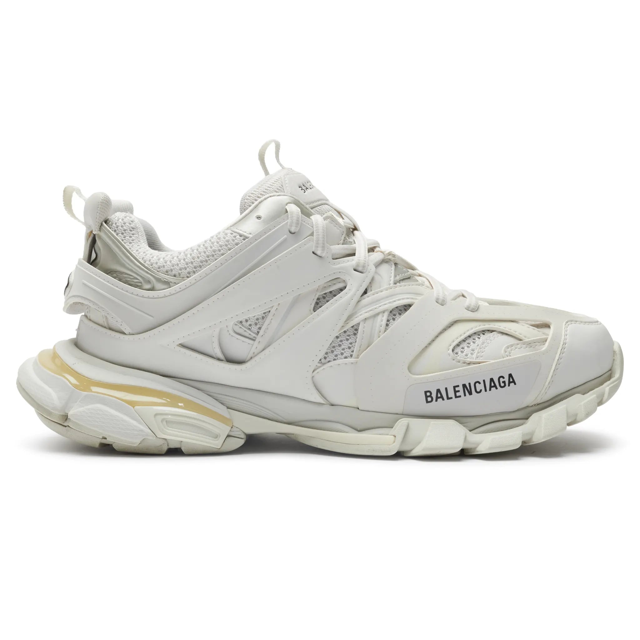 Side View of Preloved - Balenciaga Track 2.0 Sneaker Triple White Clear Sole