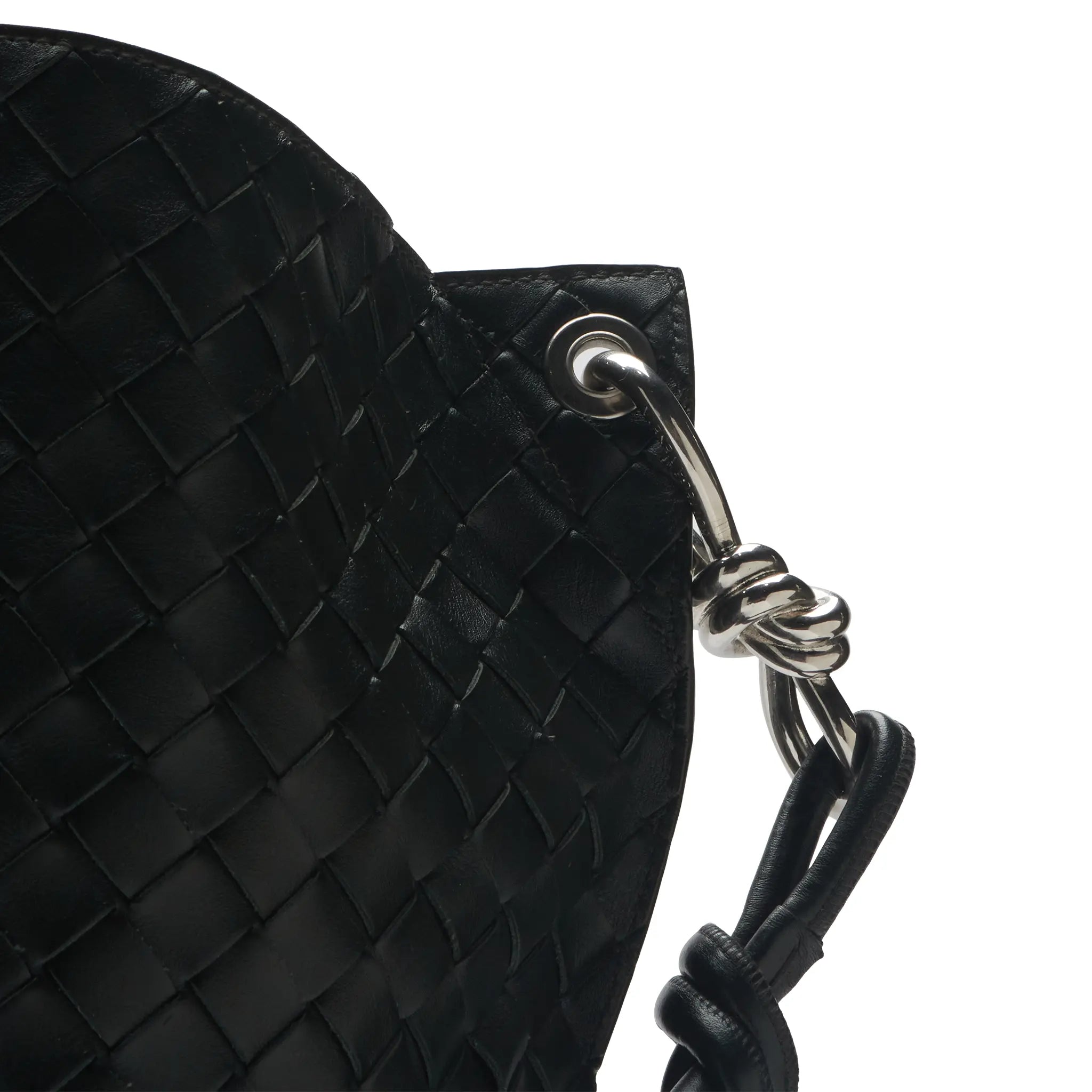 Detailed View of Preloved - Bottega Veneta Nappa Intrecciato Knot Black Bucket Bag