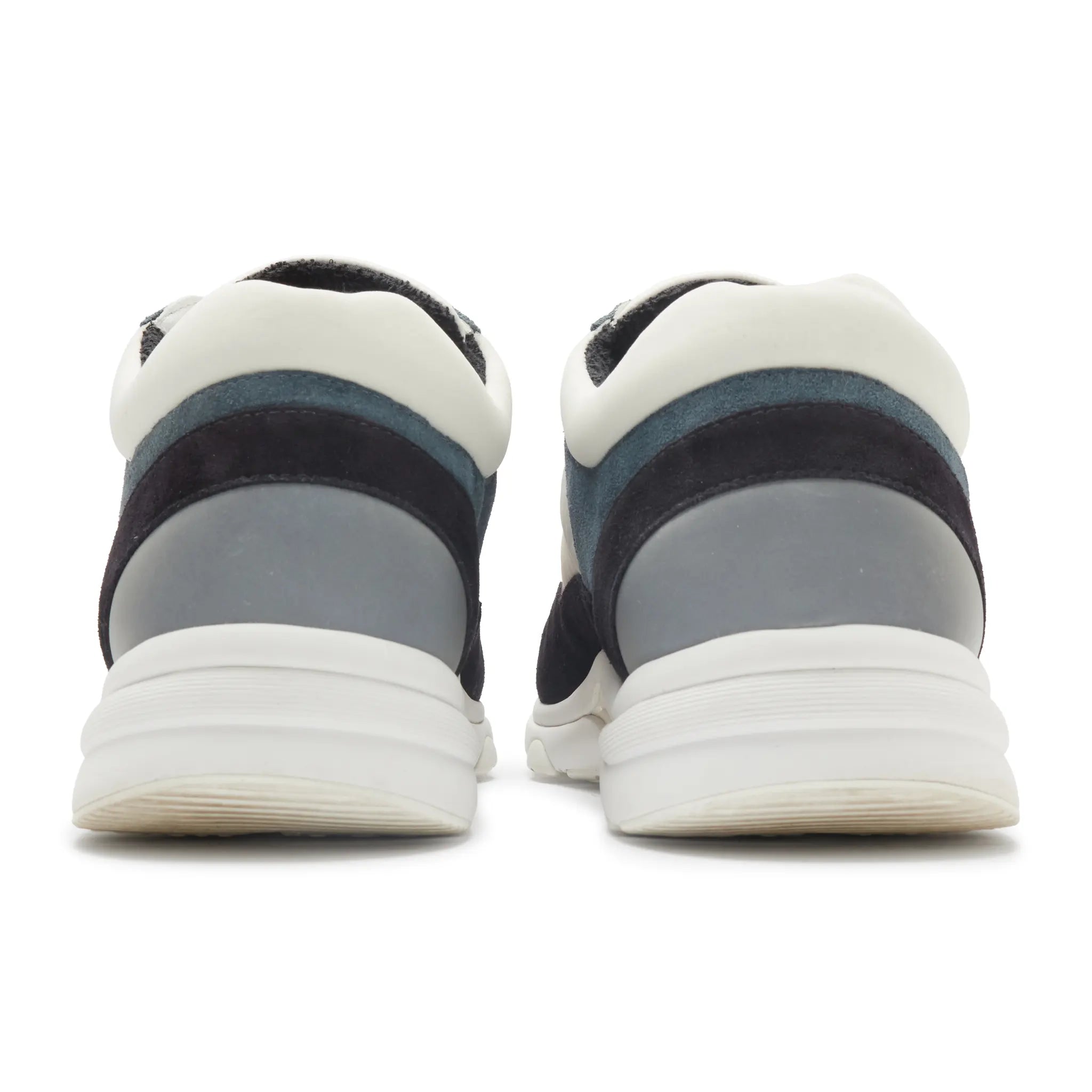 Back View of Preloved - Chanel CC Logo Suede Nylon White Orange Blue Sneaker