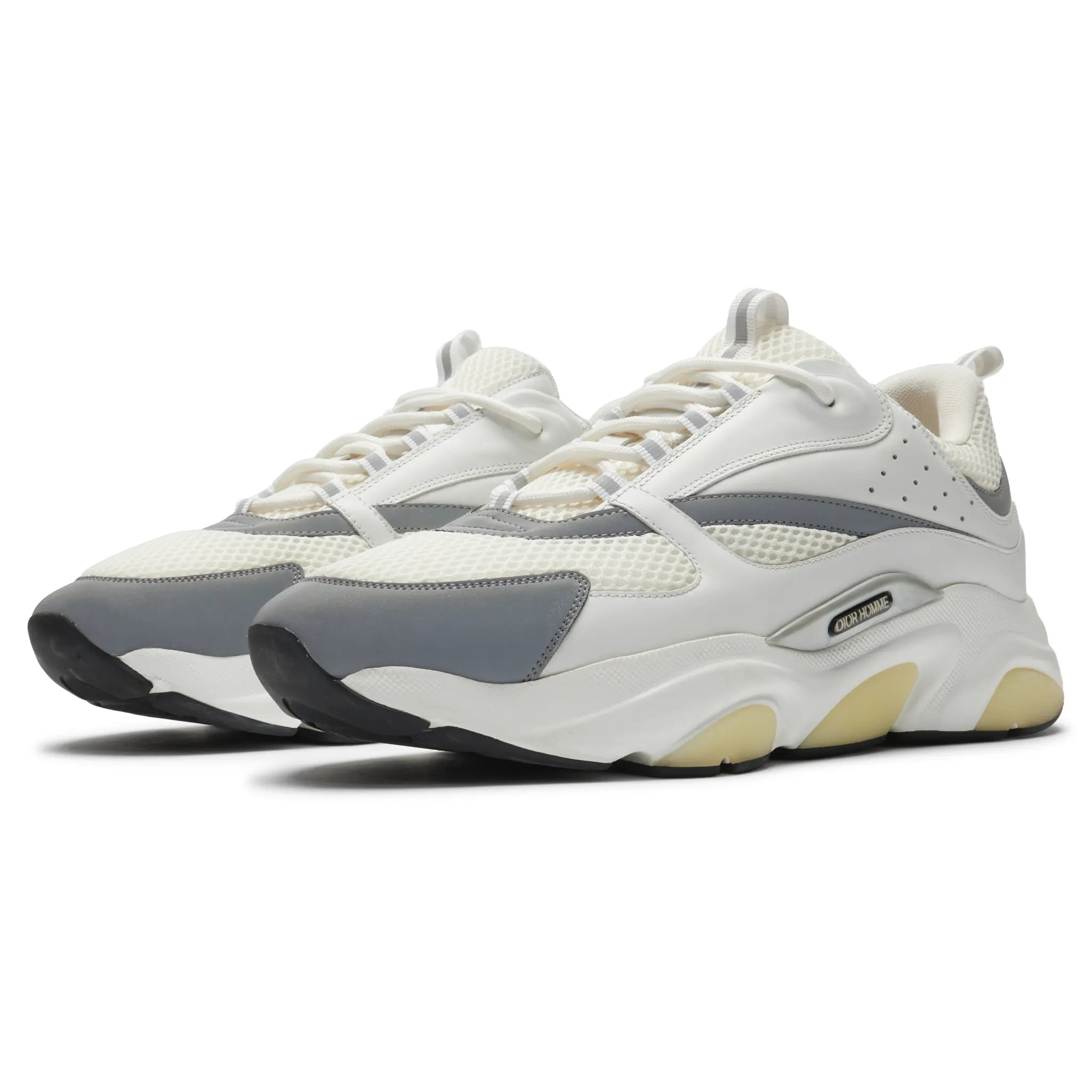 Front Side View of Preloved - Dior B22 White Grey Reflective Calfskin Trainer 3SN231YJG_H000