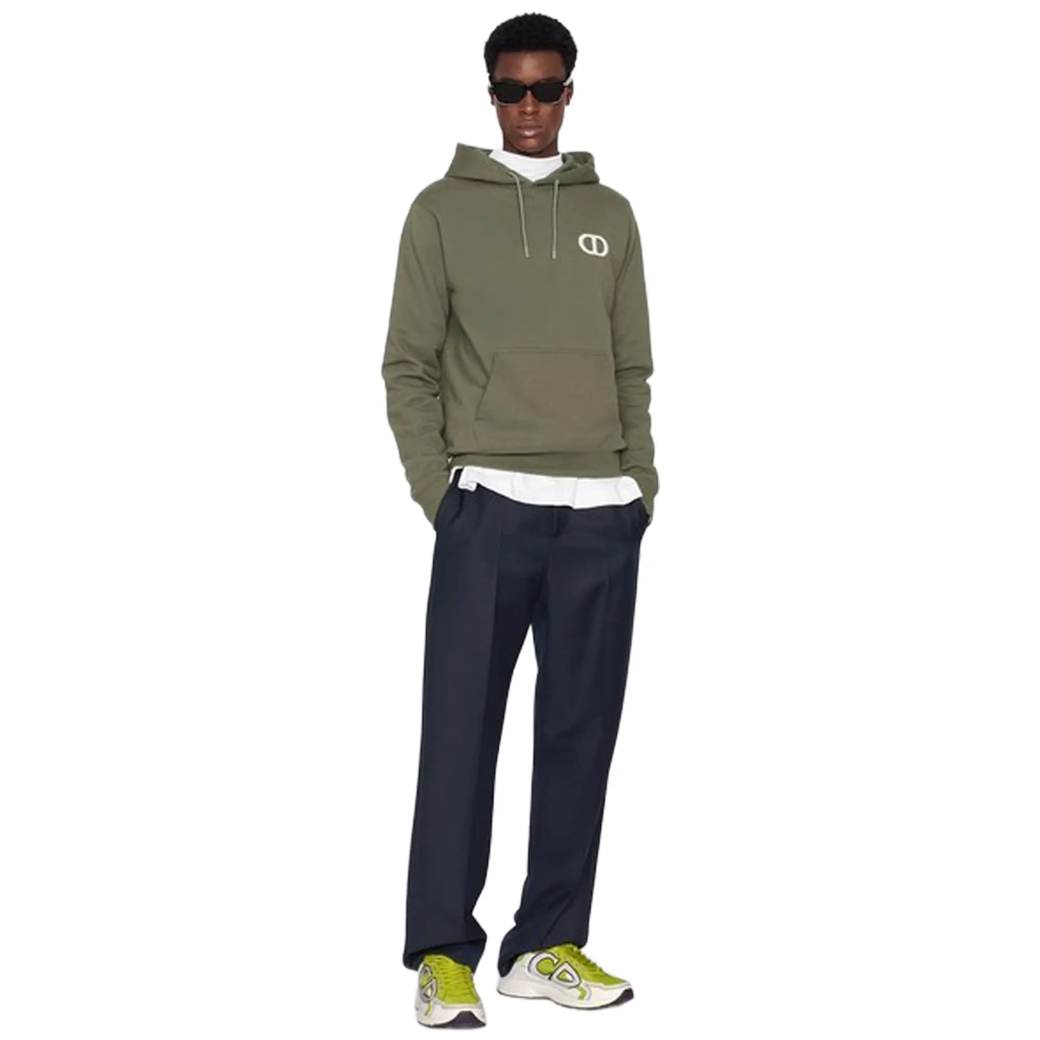Model View of Preloved - Dior CD Icon Khaki Olive Hoodie 113J698A0531_C680