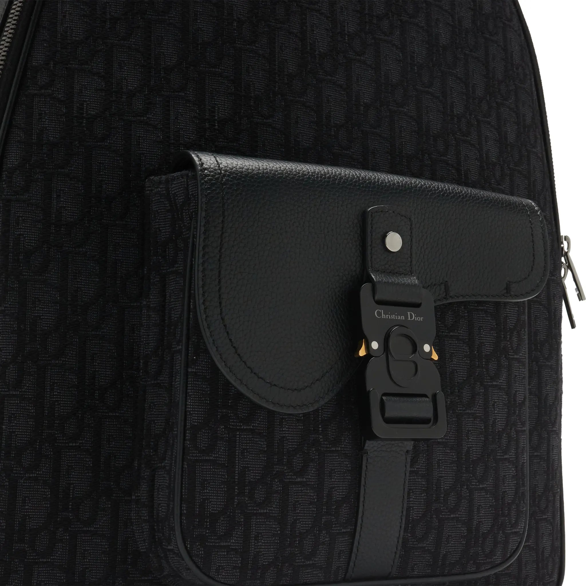 Detailed View of Preloved - Dior Oblique Jacquard And Grained Calfskin Black Saddle Backpack 1ADBA212YKS_H03E