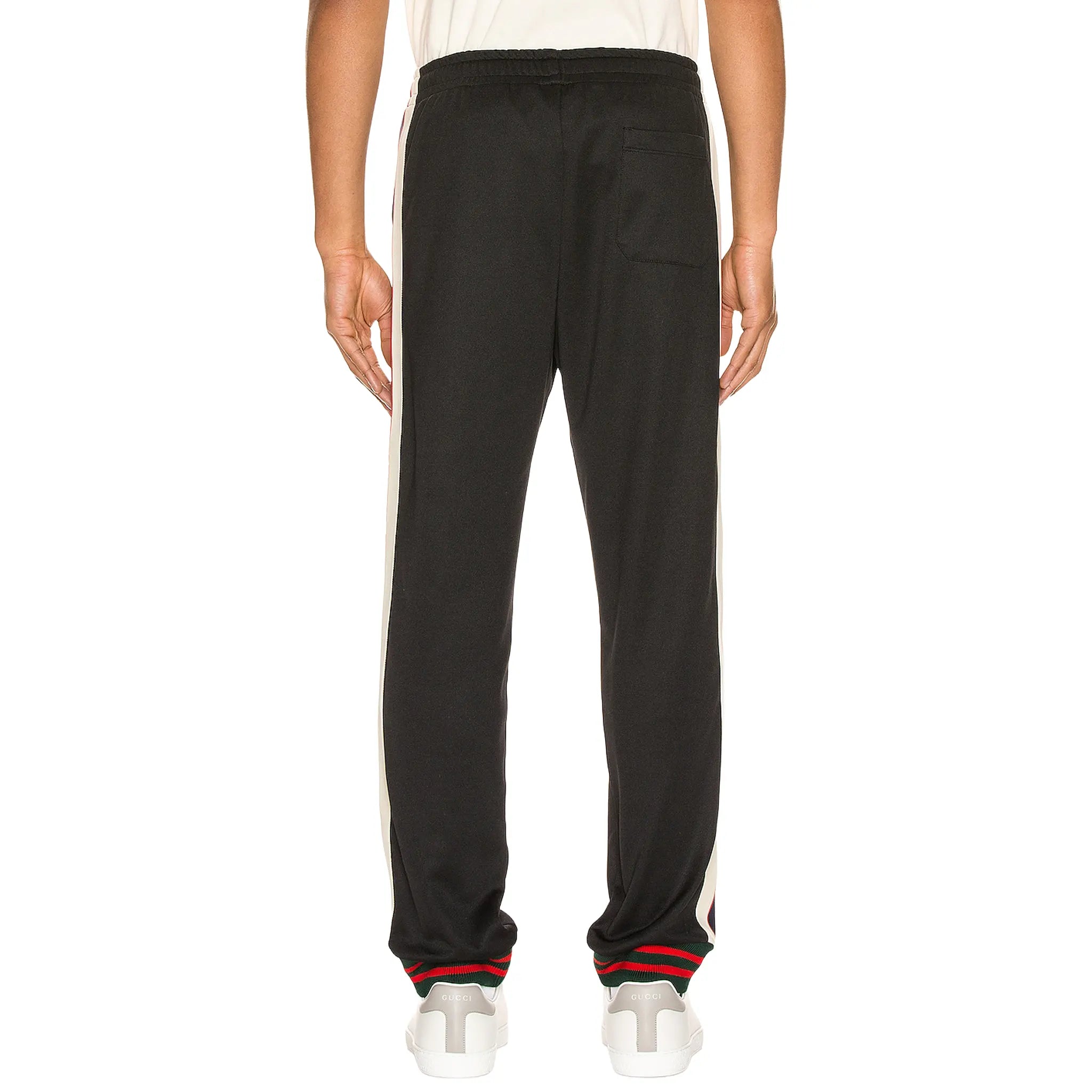 Back View of Preloved - Gucci GG Print Technical Jersey Tapered Black Sweatpants