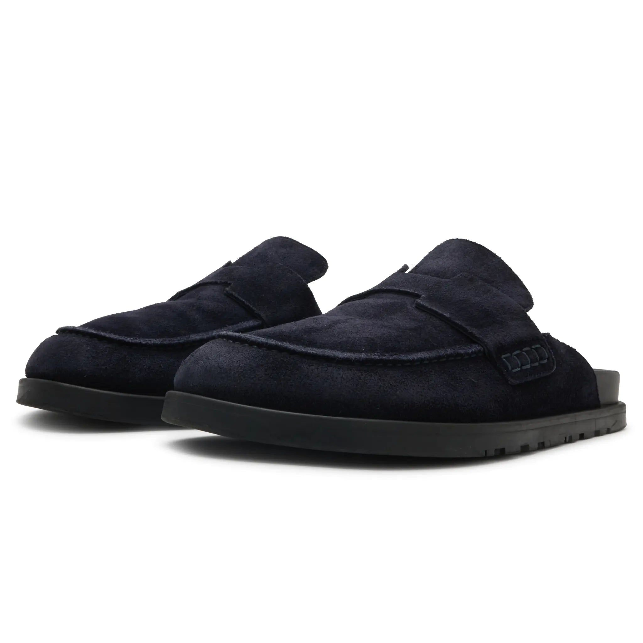 Front Side View of Preloved - Hermes Paris Go Ocean Blue Mules H231745ZHV9