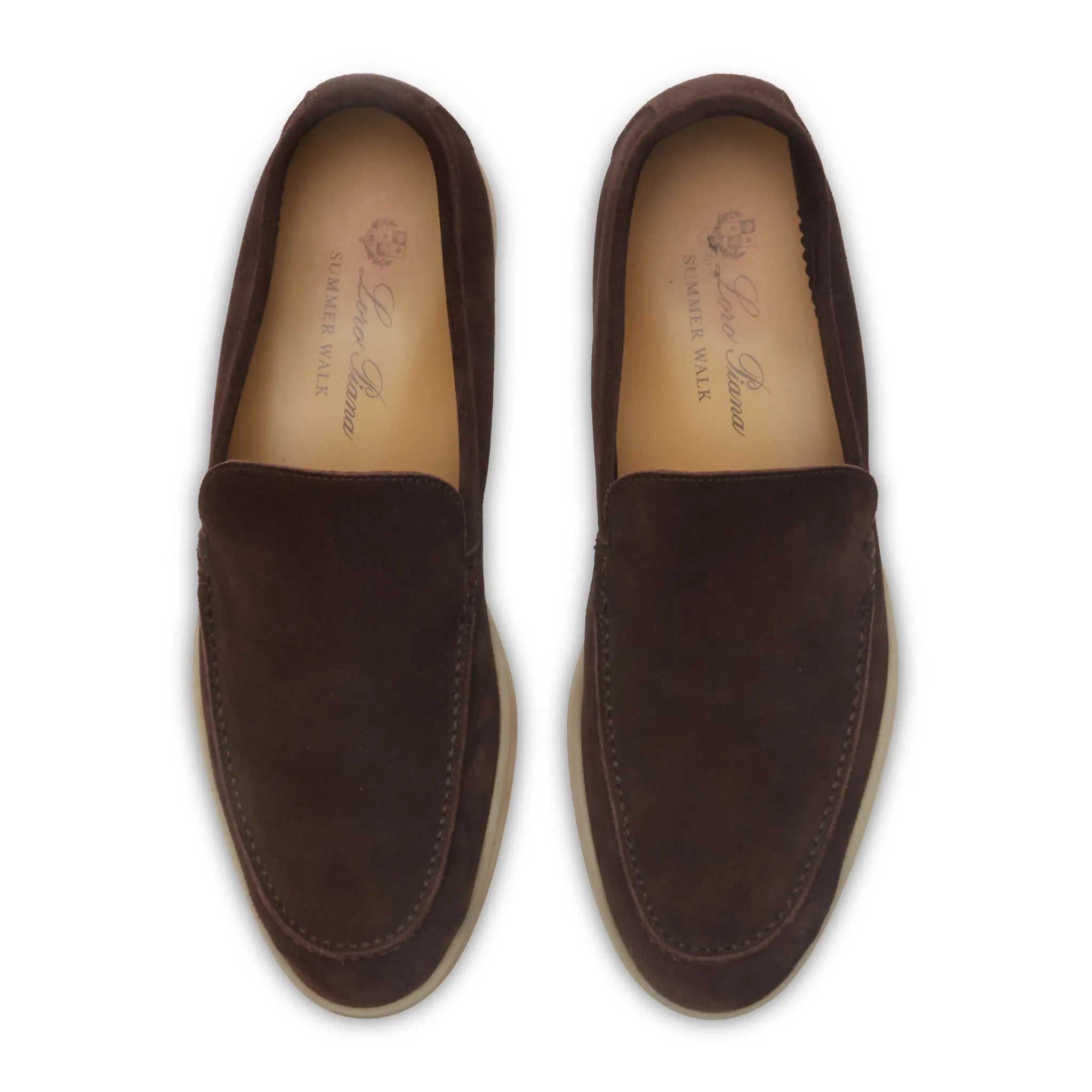 Upper View of Preloved - Loro Piana Summer Walk Suede Chocolate Loafers Fae8124_h026