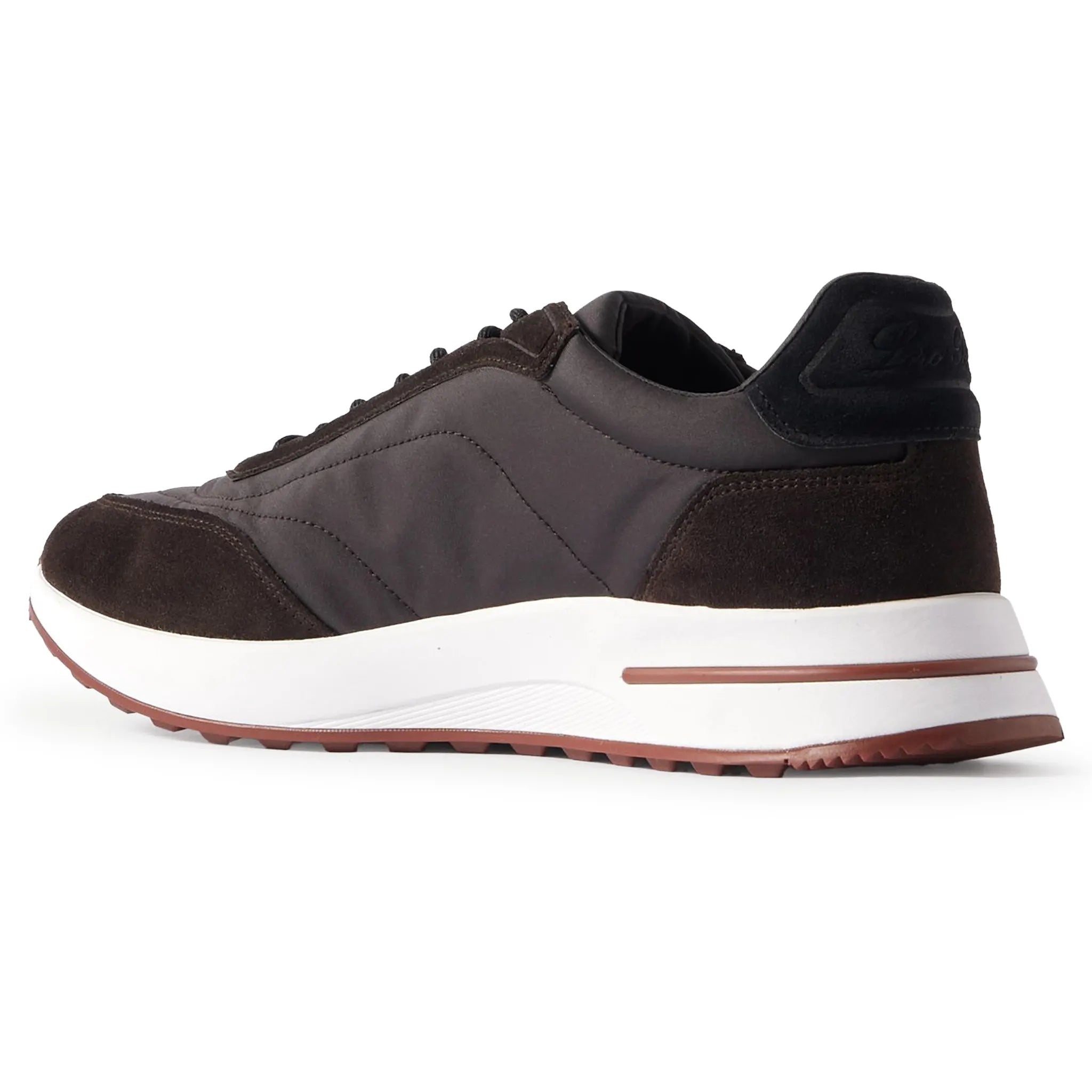 Back Side View of Preloved - Loro Piana Week End Walk Trimmed Shell  Black Sesame Sneaker