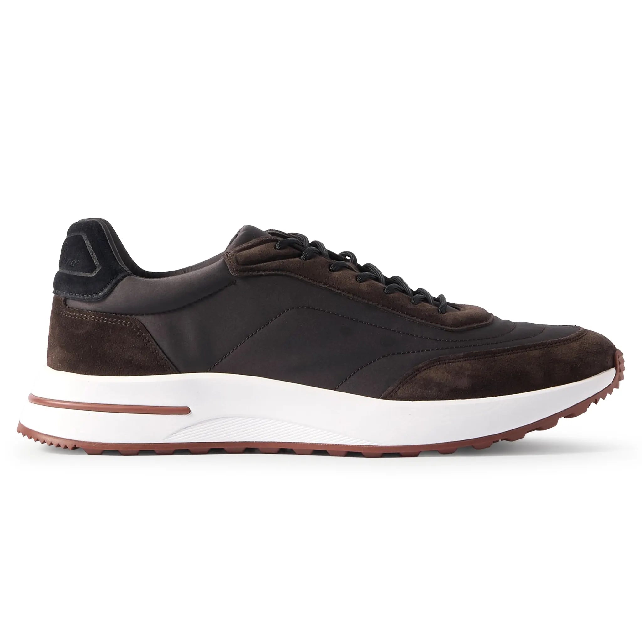 Side View of Preloved - Loro Piana Week End Walk Trimmed Shell  Black Sesame Sneaker