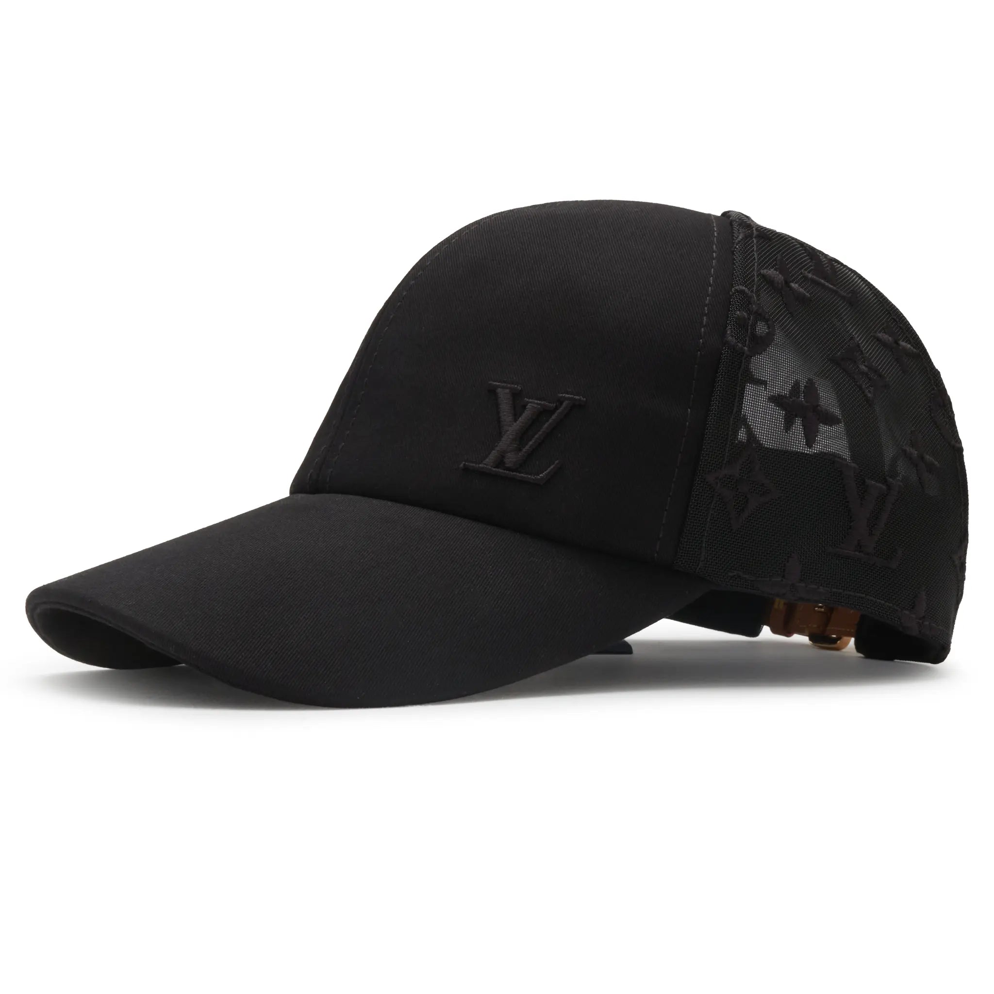 Front View of Preloved - Louis Vuitton LV Monogram Mesh Black Baseball Cap M77114
