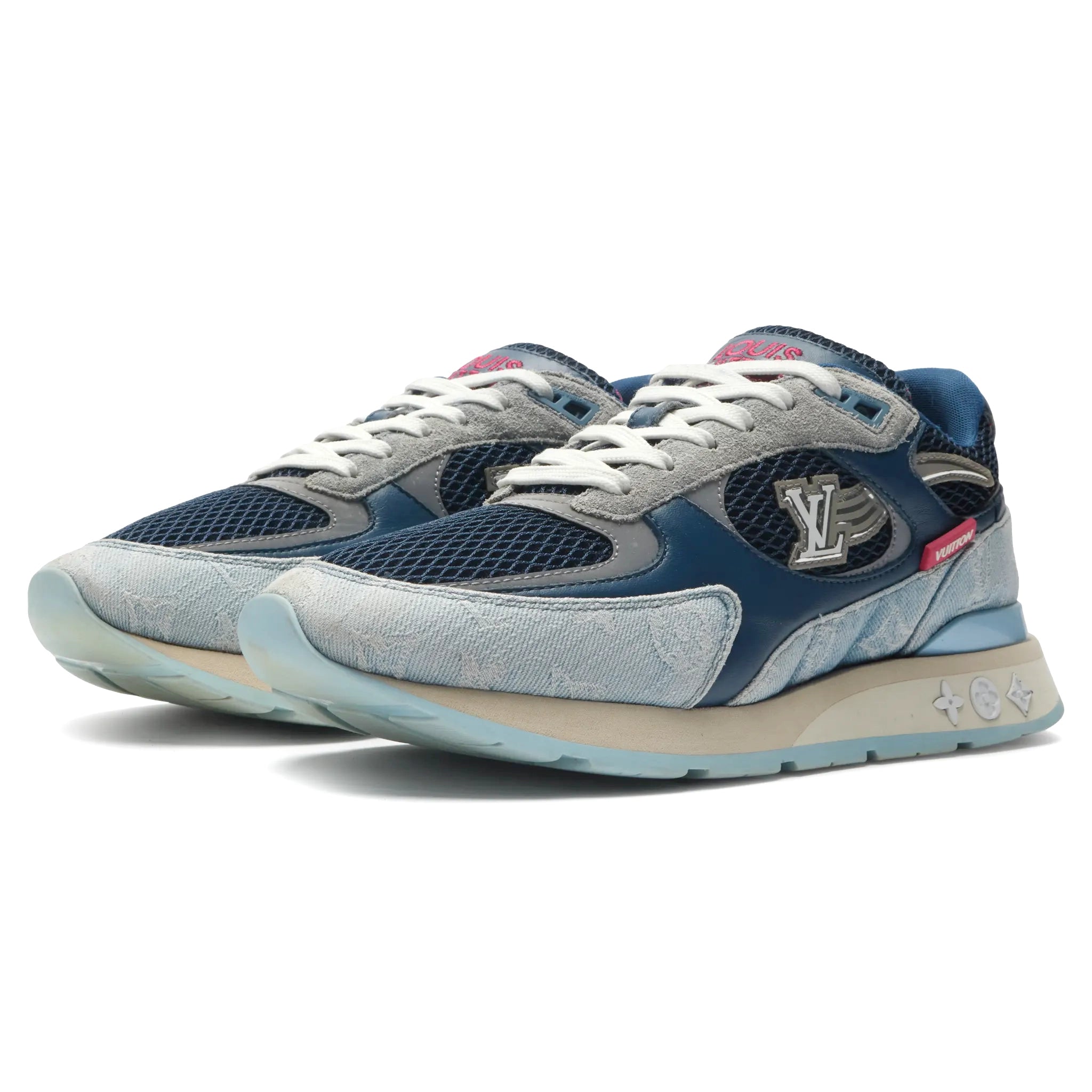 Front Side View of Preloved - Louis Vuitton LV Run Away Blue Sneaker 1ABFCI