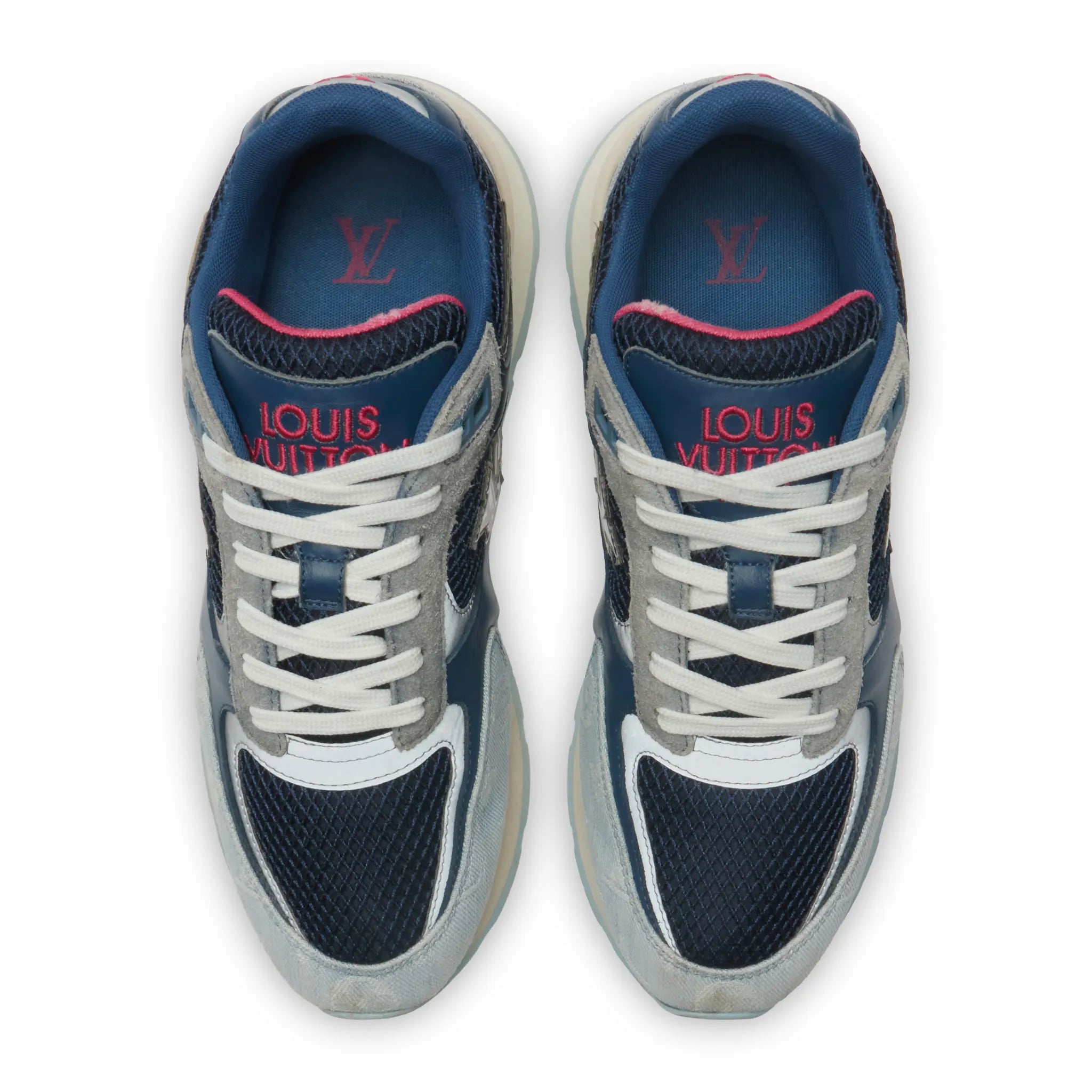 Front Side View of Preloved - Louis Vuitton LV Run Away Blue Sneaker 1abfci