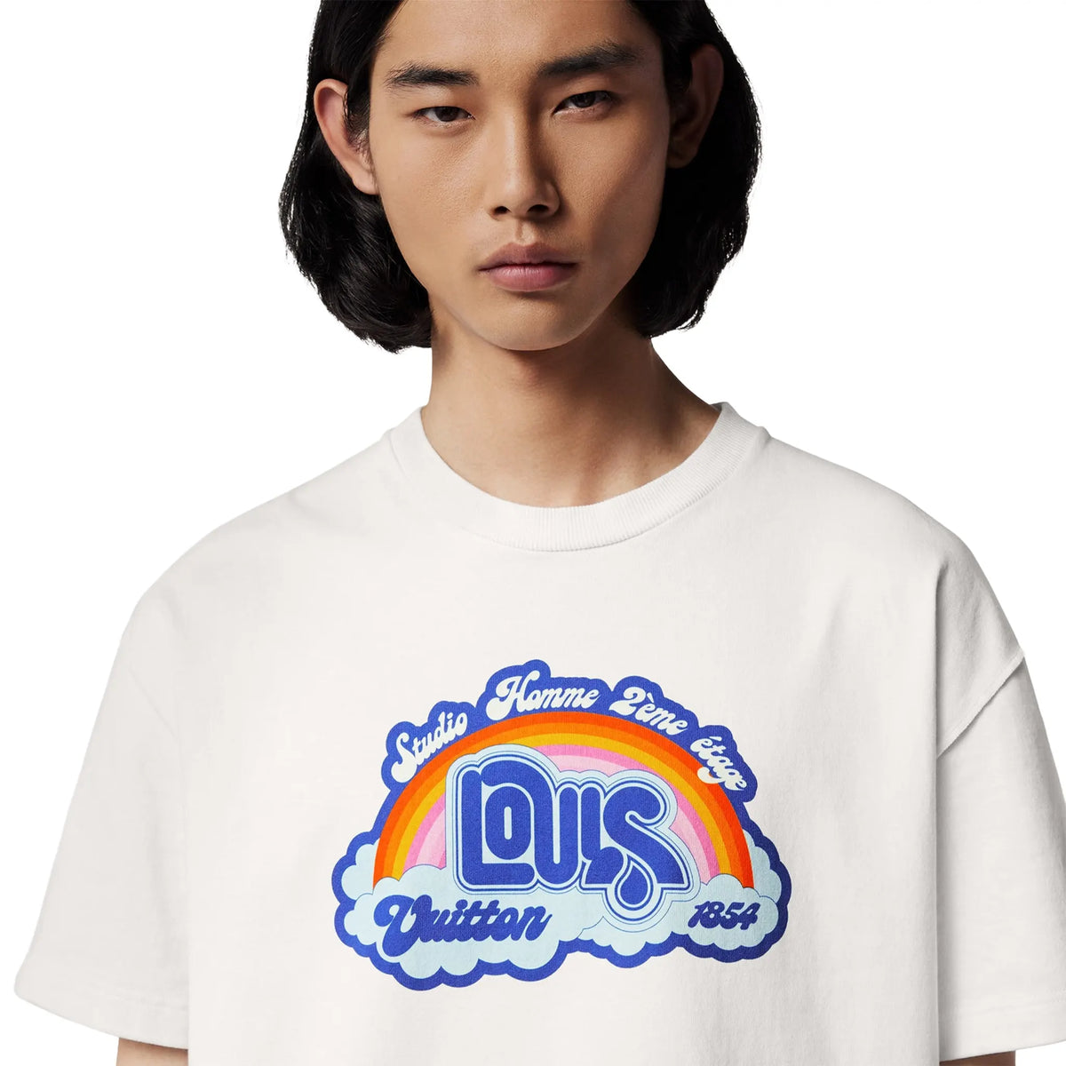 Preloved - Louis Vuitton Rainbow Printed Milky White T-Shirt | 1AB4UM