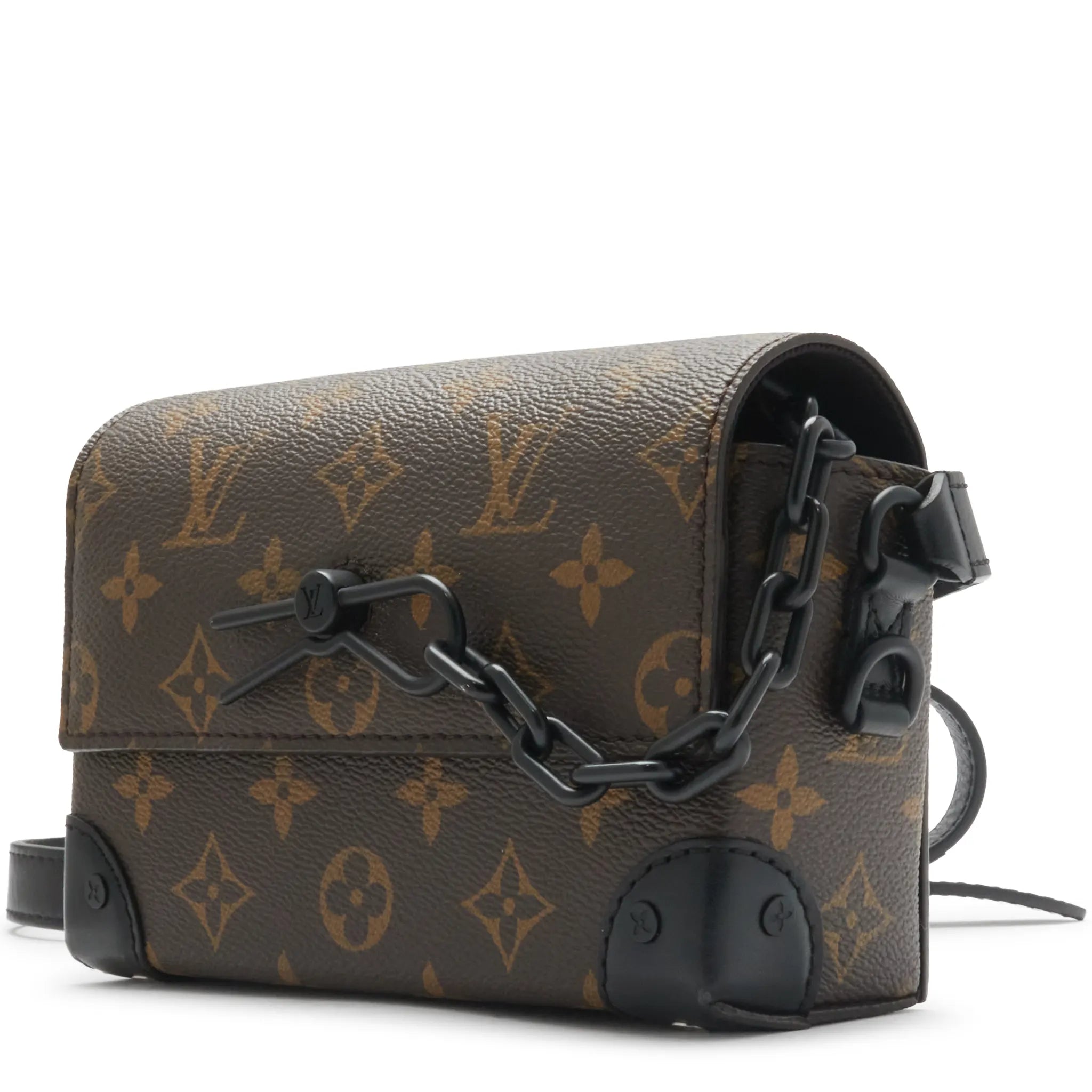 Side Front View of Preloved - Louis Vuitton Steamer Monogram Macassar Canvas Wearable Wallet