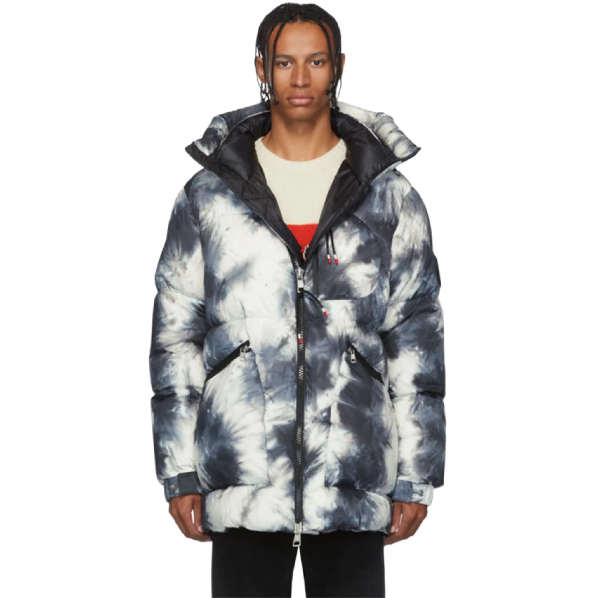 Front View of Preloved - Moncler Genius 2 Juele 1952 White and Black Down Parka Jacket