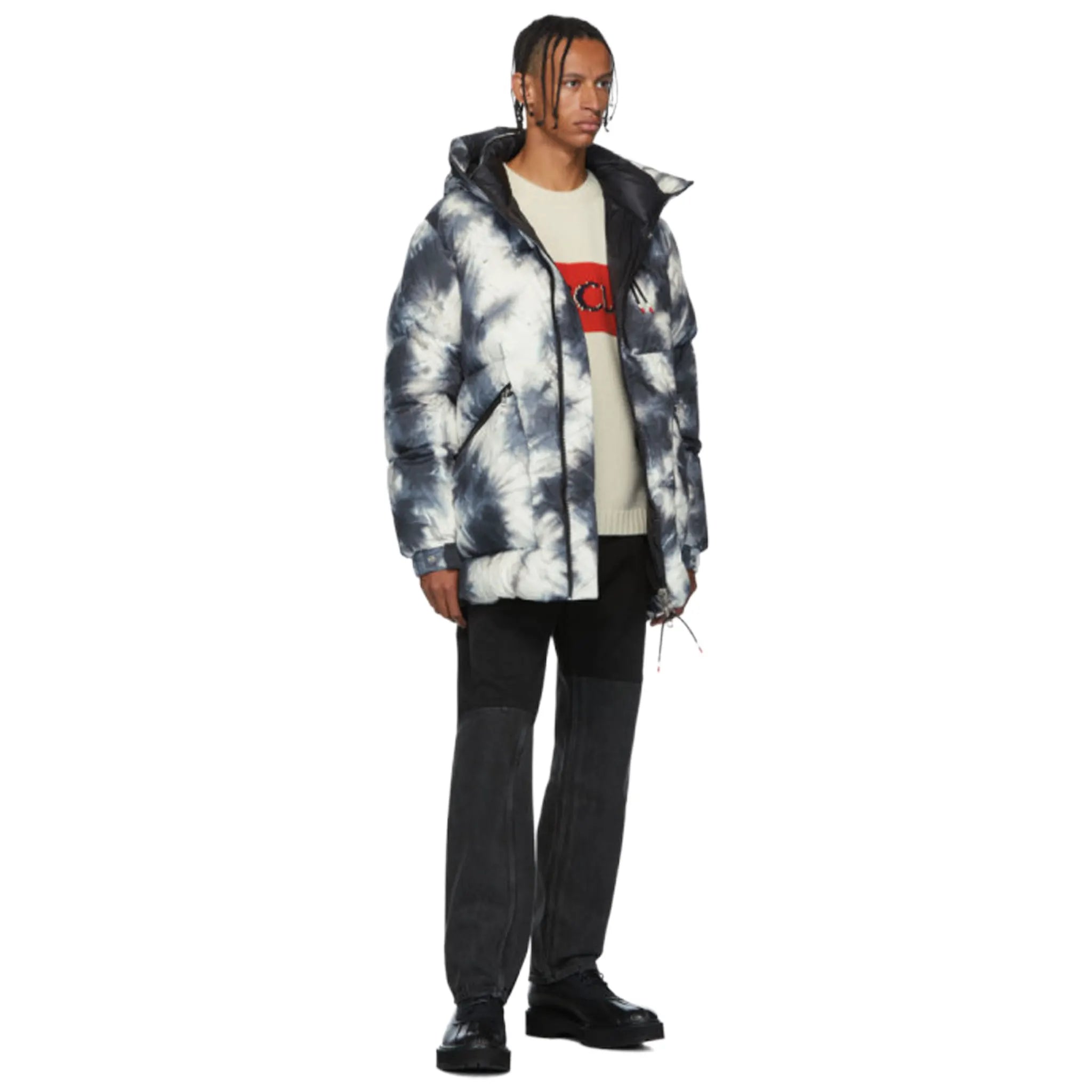 Front View of Preloved - Moncler Genius 2 Juele 1952 White and Black Down Parka Jacket