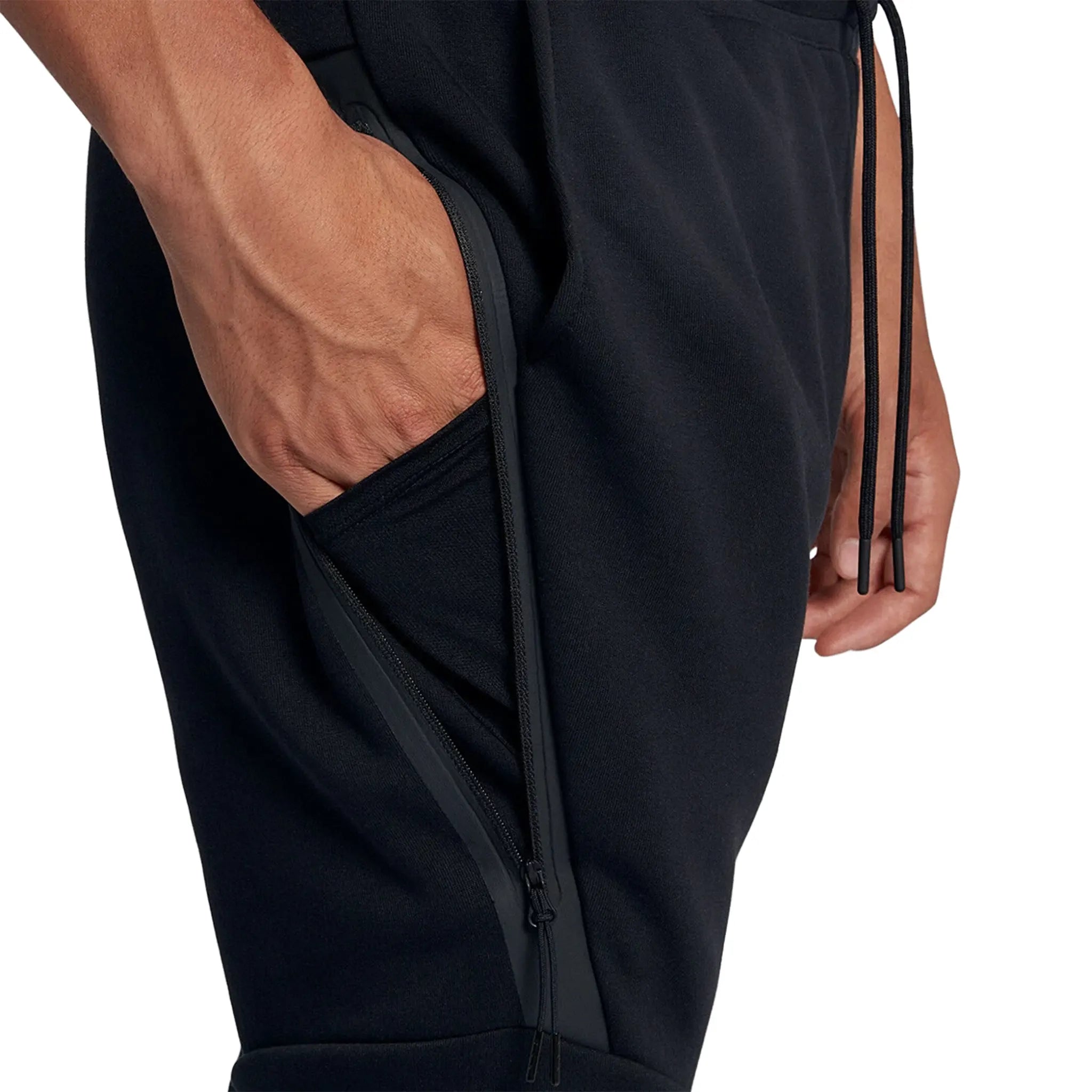Front Side View of Preloved - Nike Tech Fleece Black Sweatpants CU4495-410 | CU4489-410