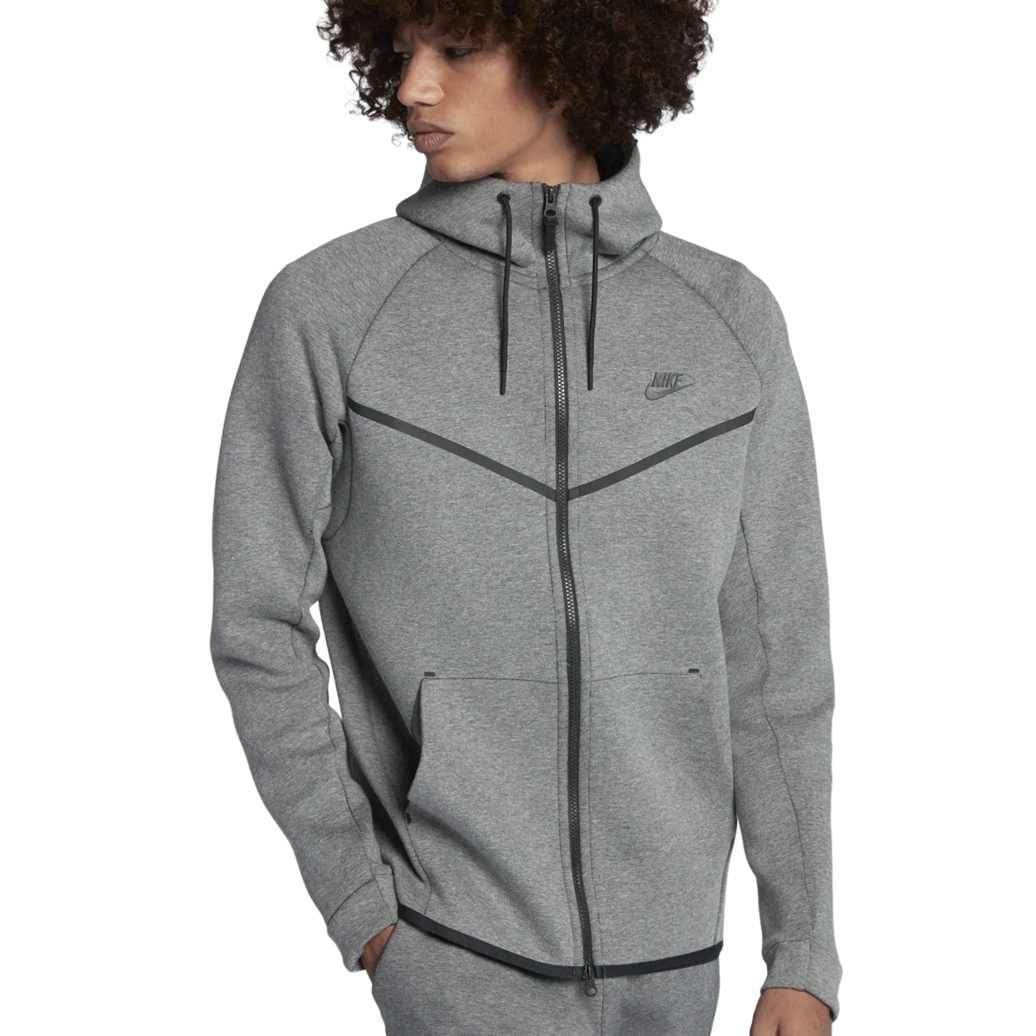 Front View of Preloved - Nike Tech Fleece Carbon Heather Grey Tracksuit  805144-091|805162-091