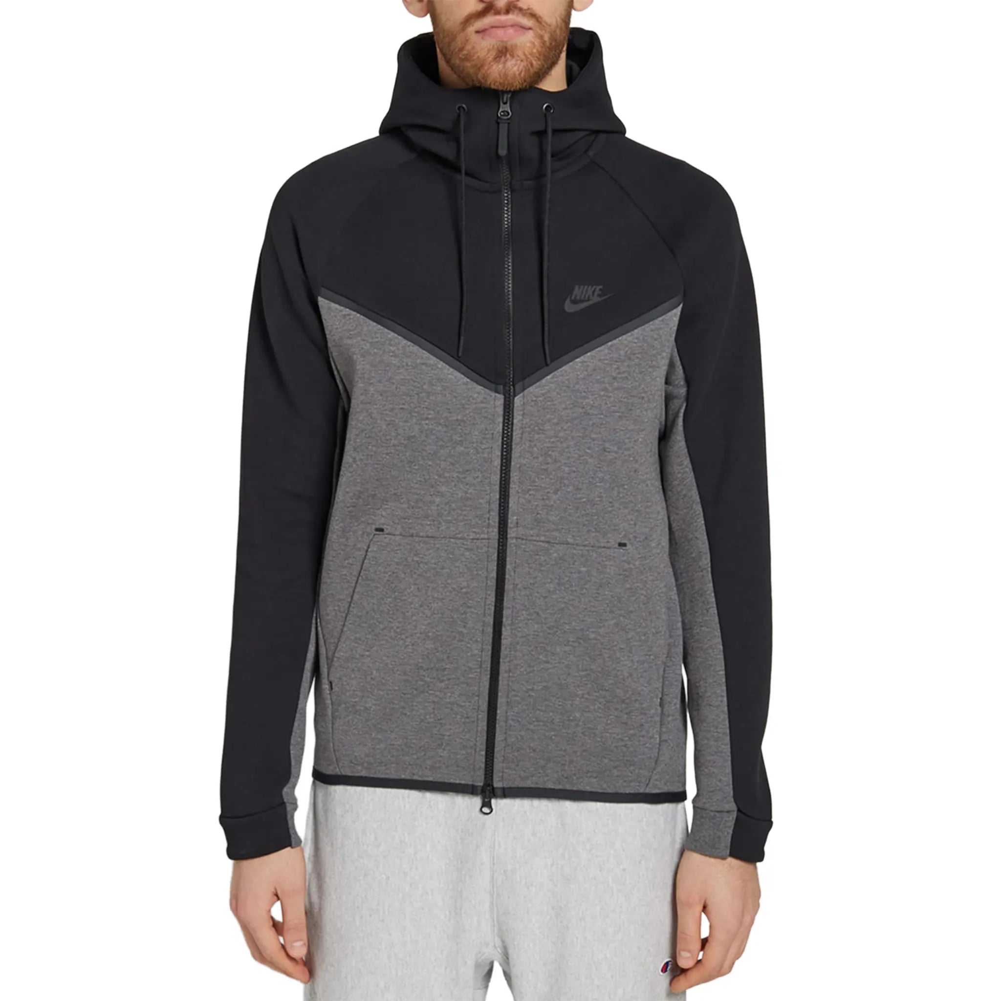 Front View of Preloved - Nike Tech Fleece Charcoal Heather Black Tracksuit 885904-010 | 805162-071