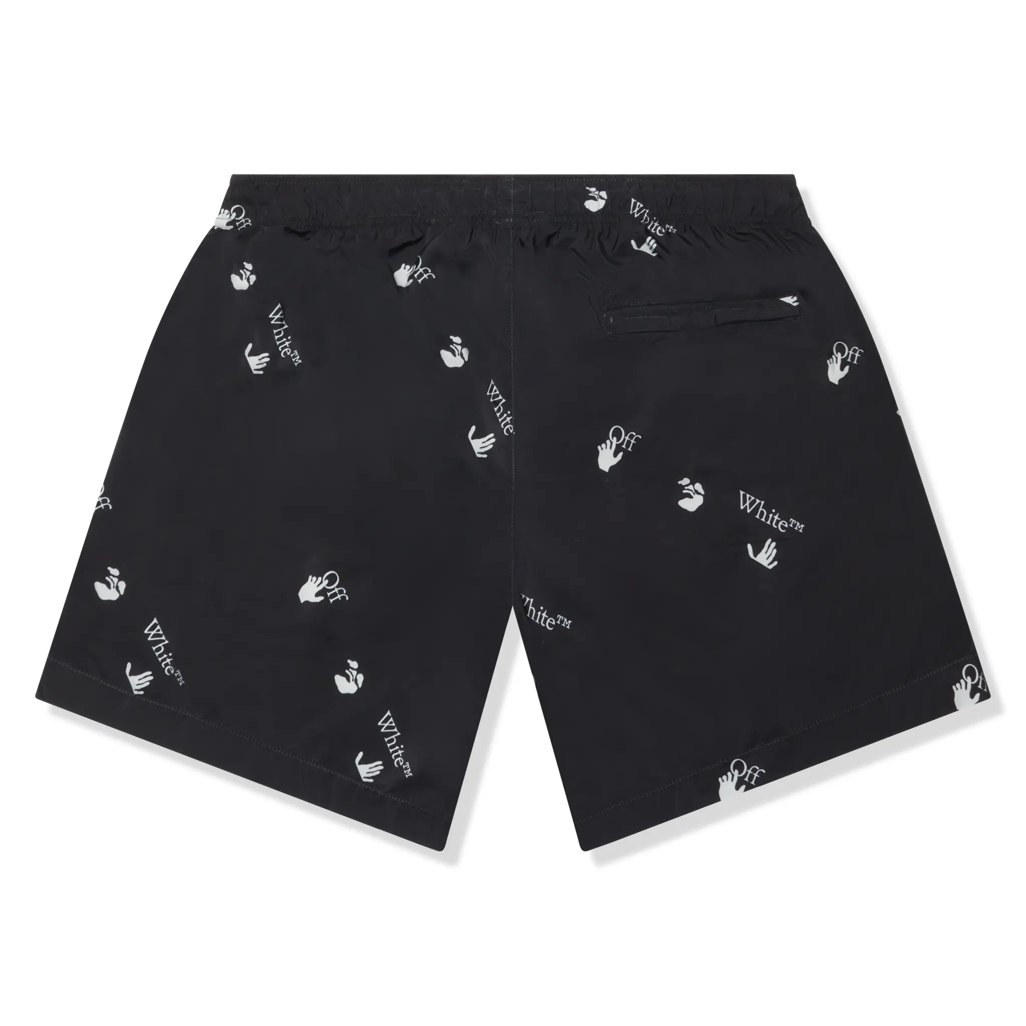 Back View of Preloved - Off-White Hands Off Print Black Swim Shorts OMFA003F21FAB0041001