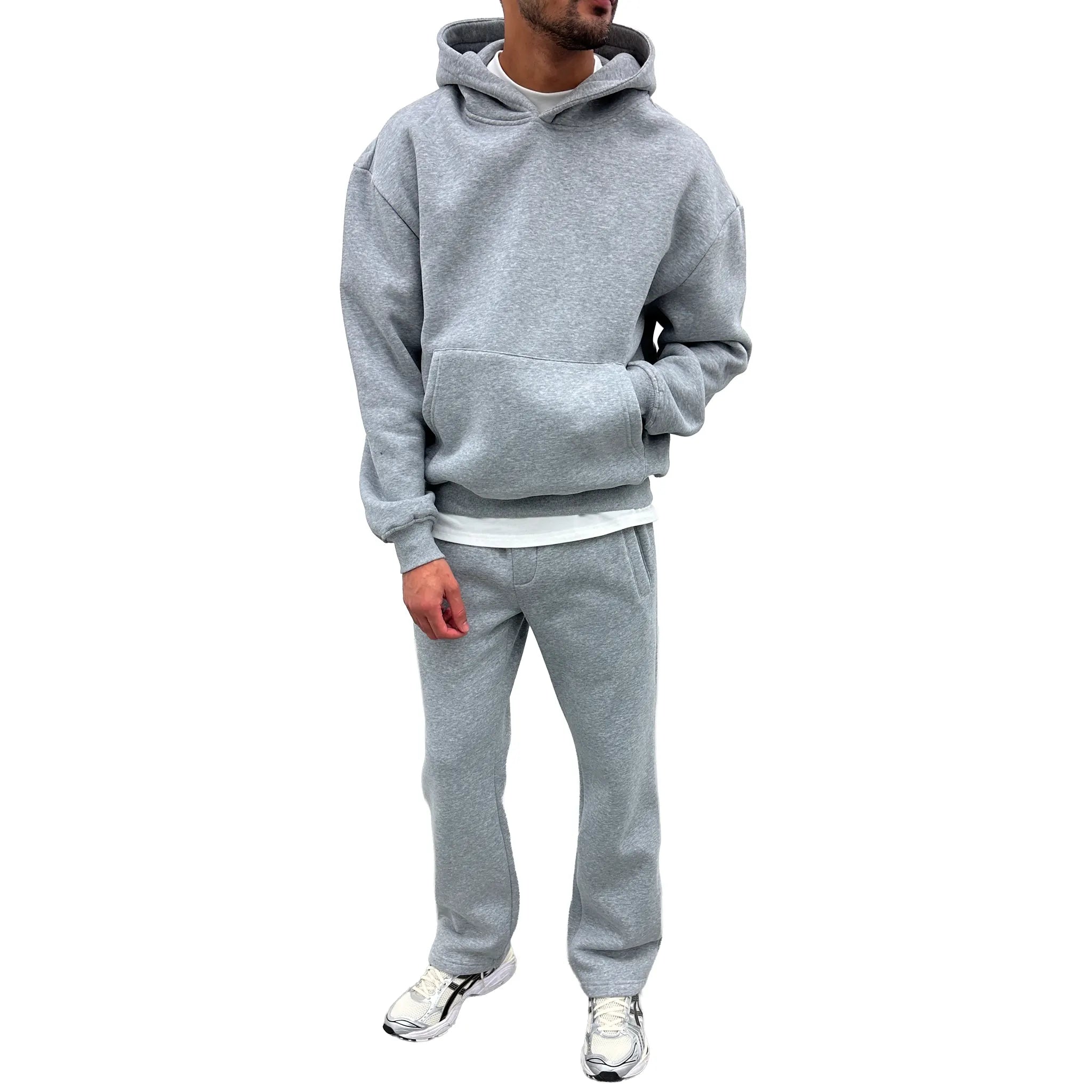 Model View of Preloved - SIARR Essential Light Grey Hoodie