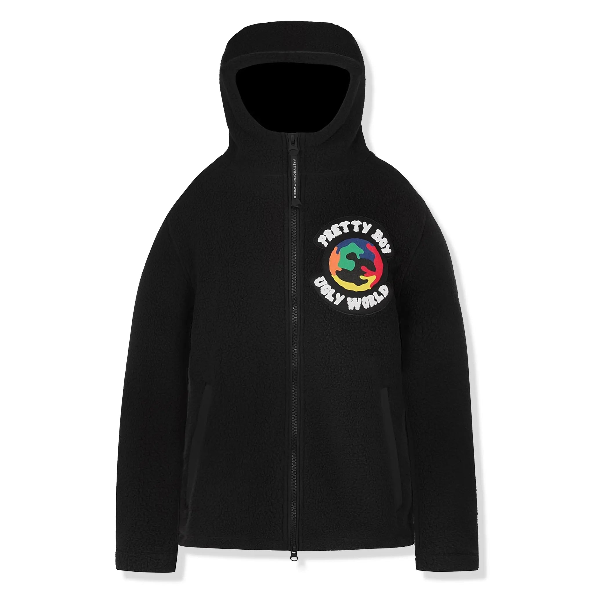 Front View of Pretty Boy Ugly World Black Sherpa Jacket 56203390